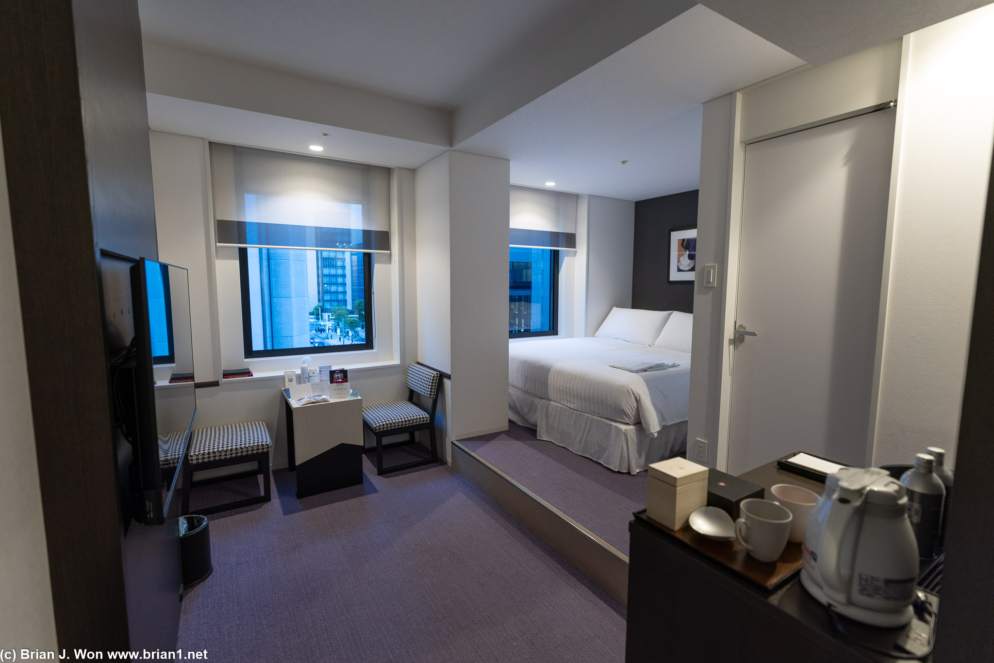 Upgraded room. Yes, the step is odd.