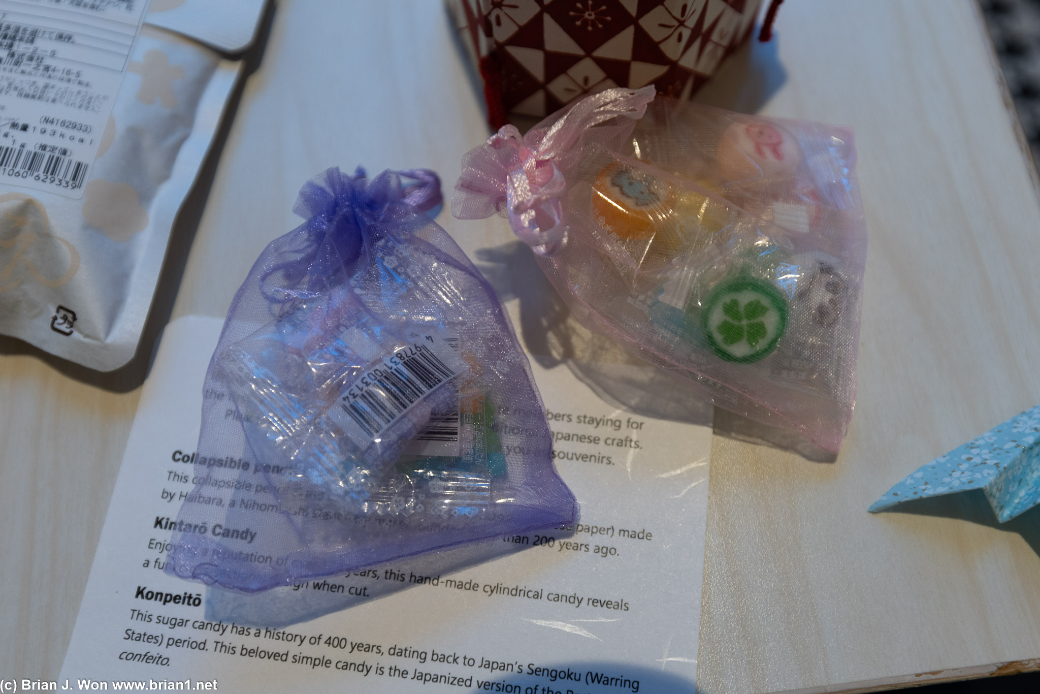Kintaro candy and Konpeito candy.