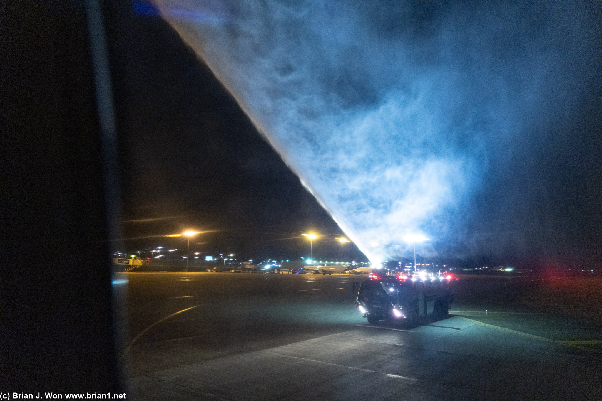 Water cannons on arrival.