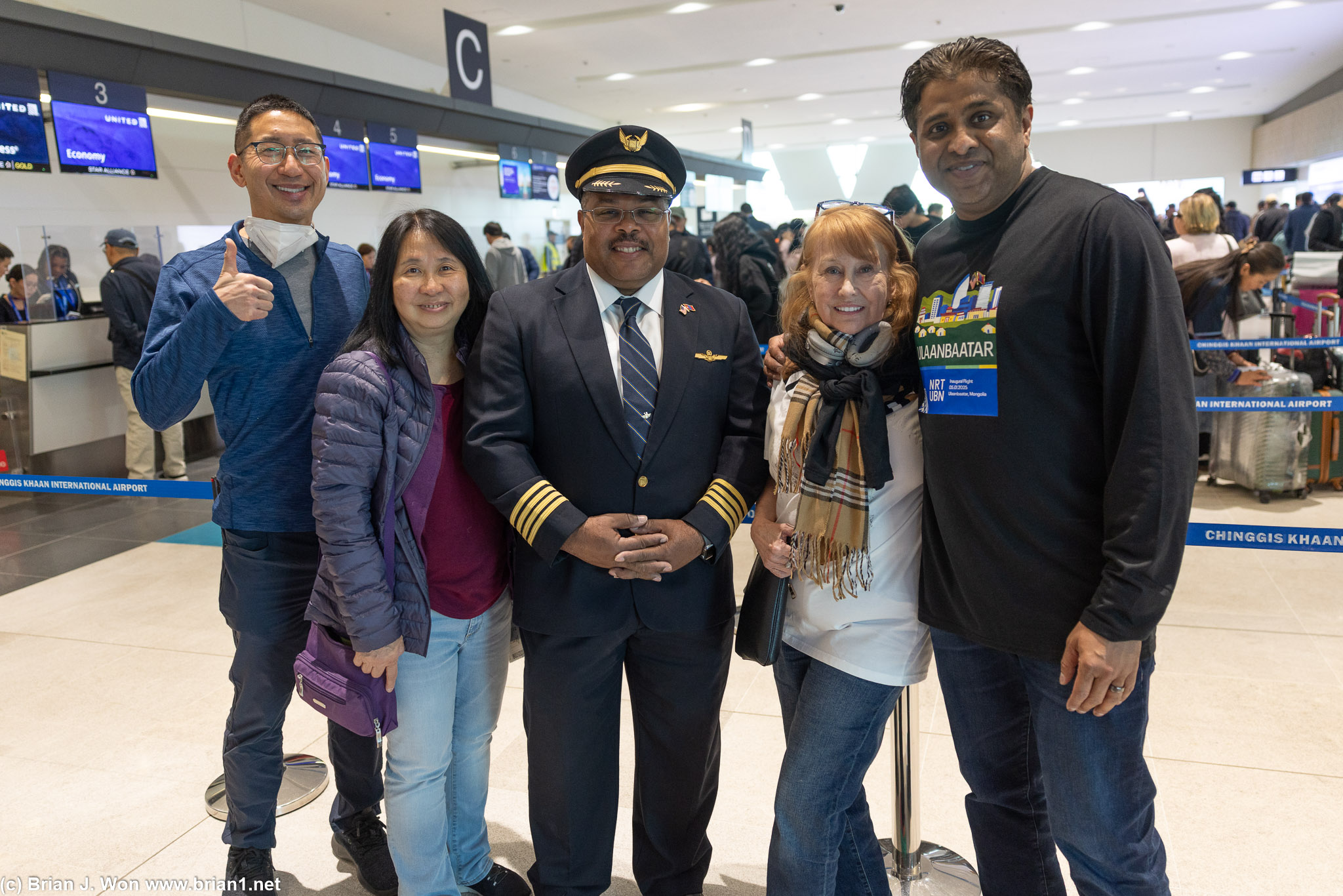 With Captain Errol Lee, chief pilot of United's Guam hub.