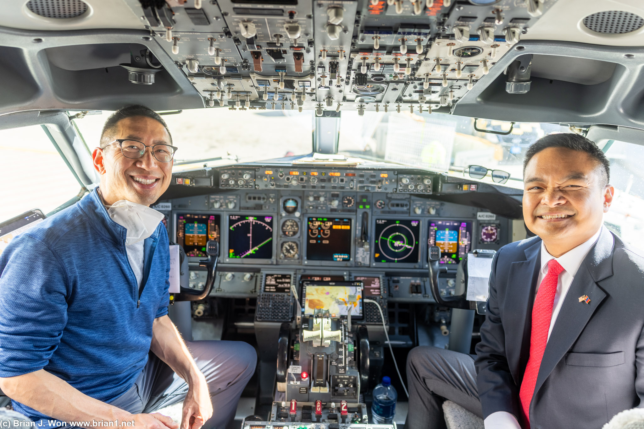 Obligatory cockpit photo with Ambassador Buangan.