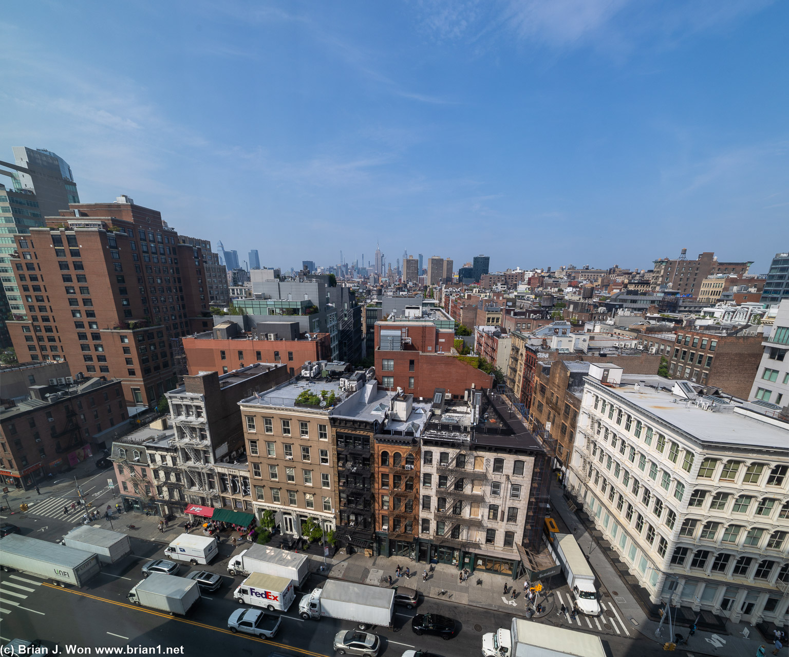 View from the hotel, looking north.
