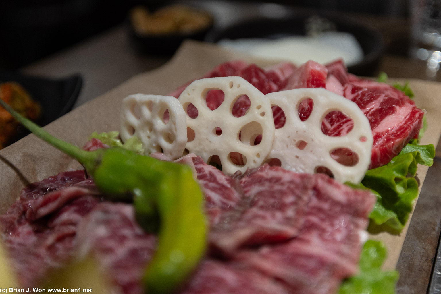 Lotus root for garnish.