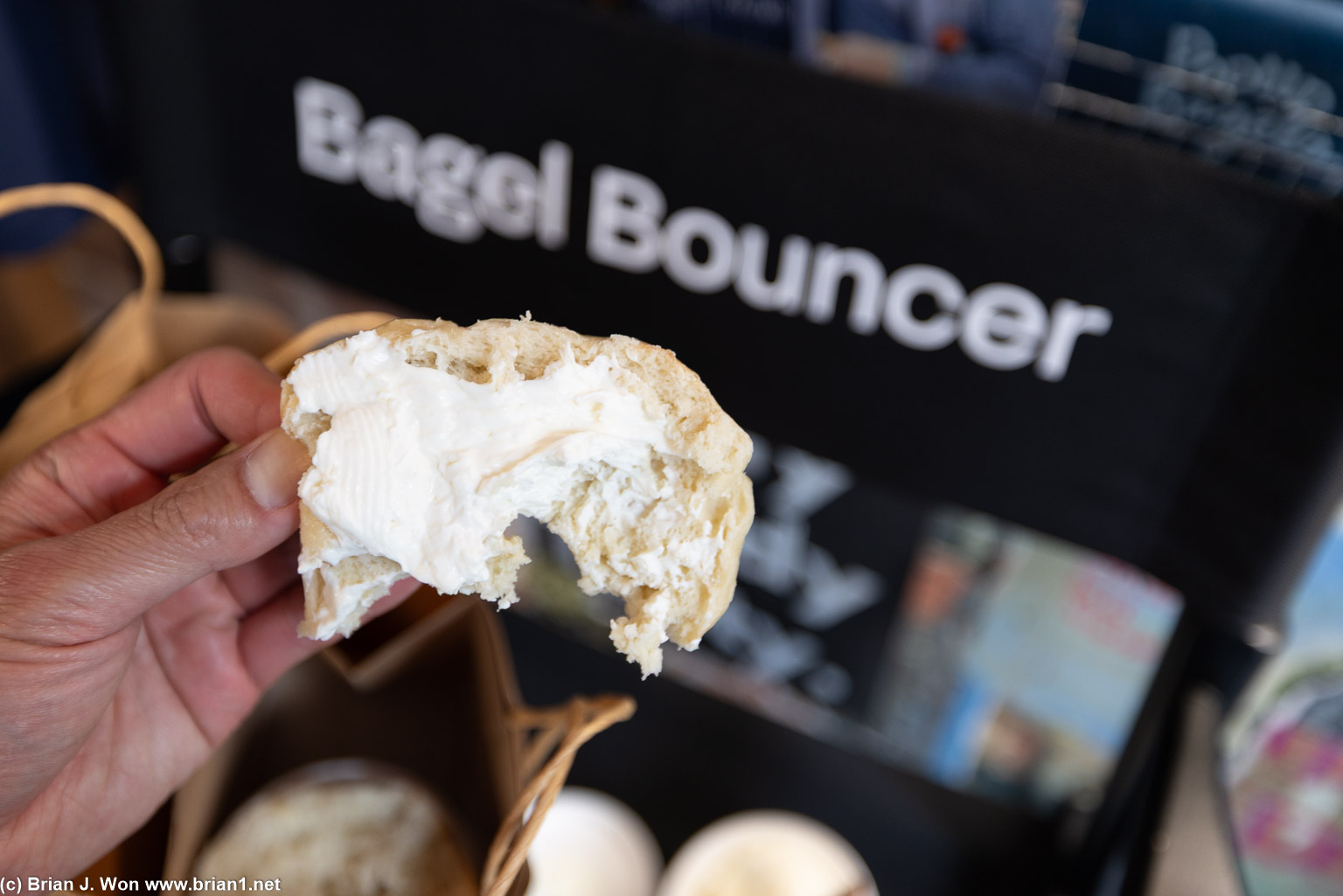 Gotta spread your own cream cheese-- they literally do no food prep here.