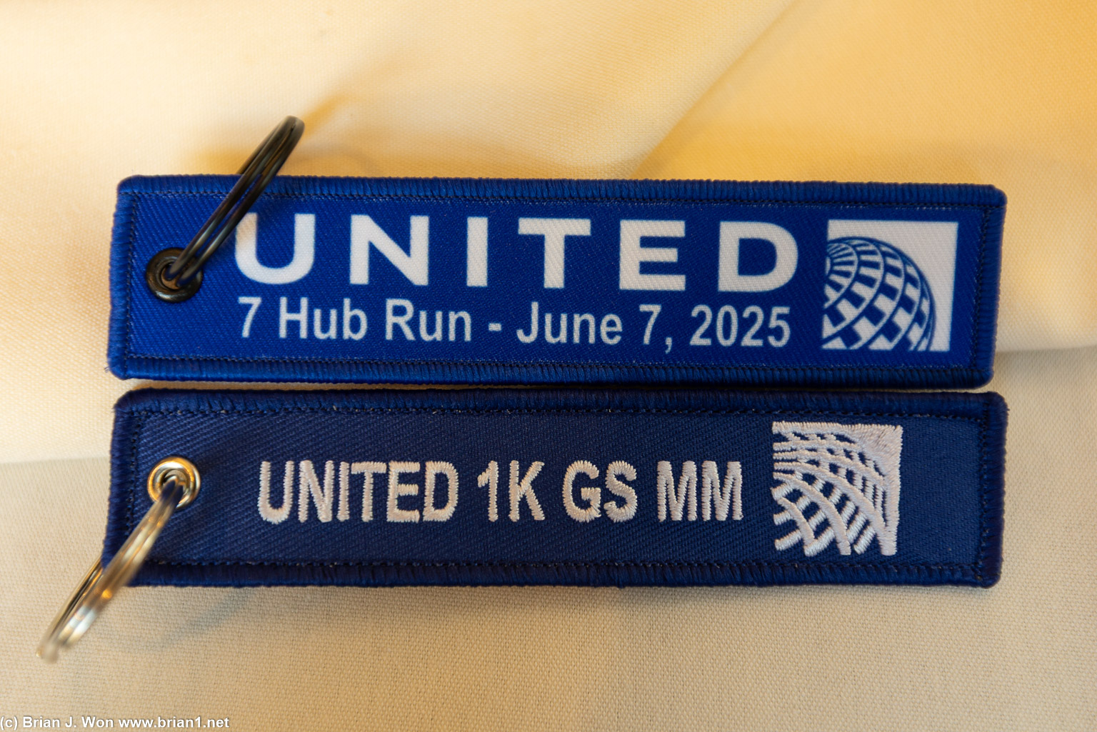 United Hub Run commemorative keychains.