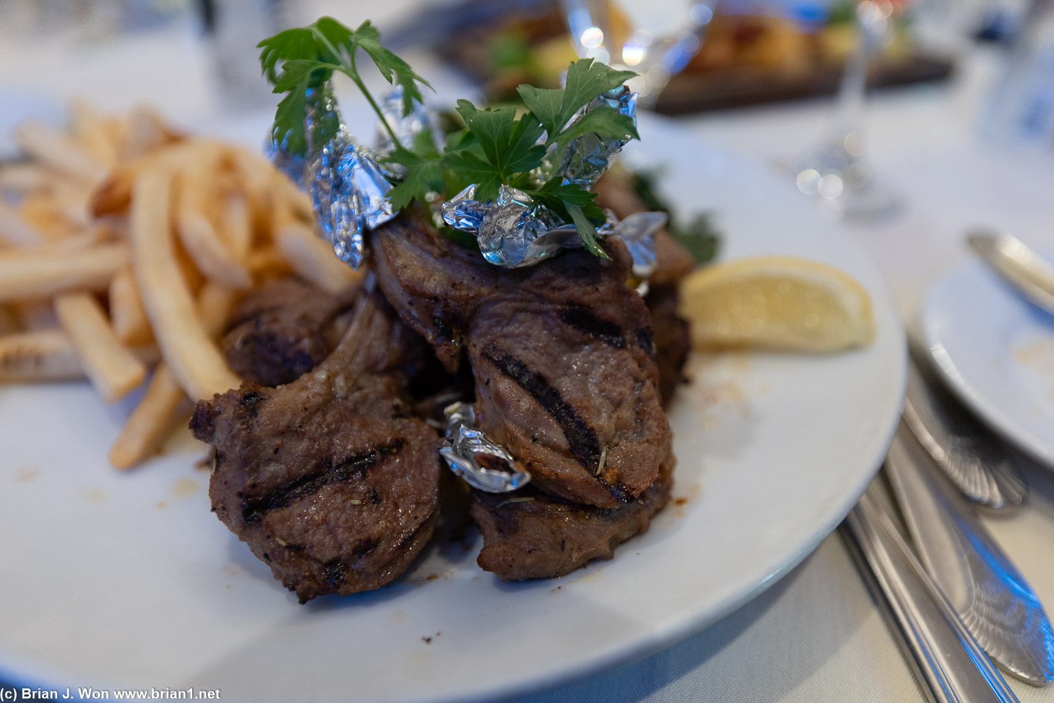 So many lamb chops (was it 7?).