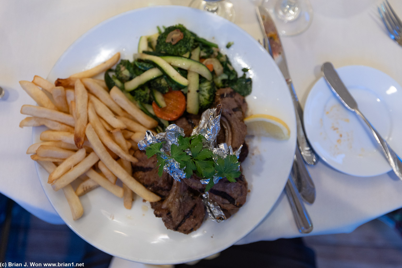 So many lamb chops (was it 7?).