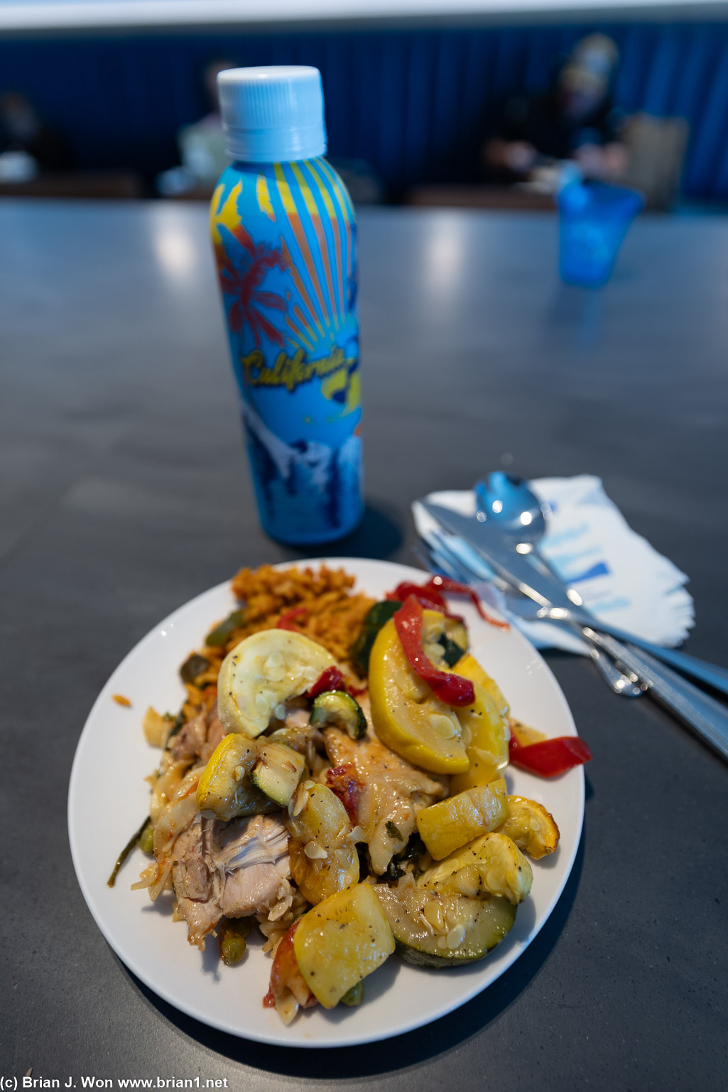 First hot food all day at the United Club in Denver.