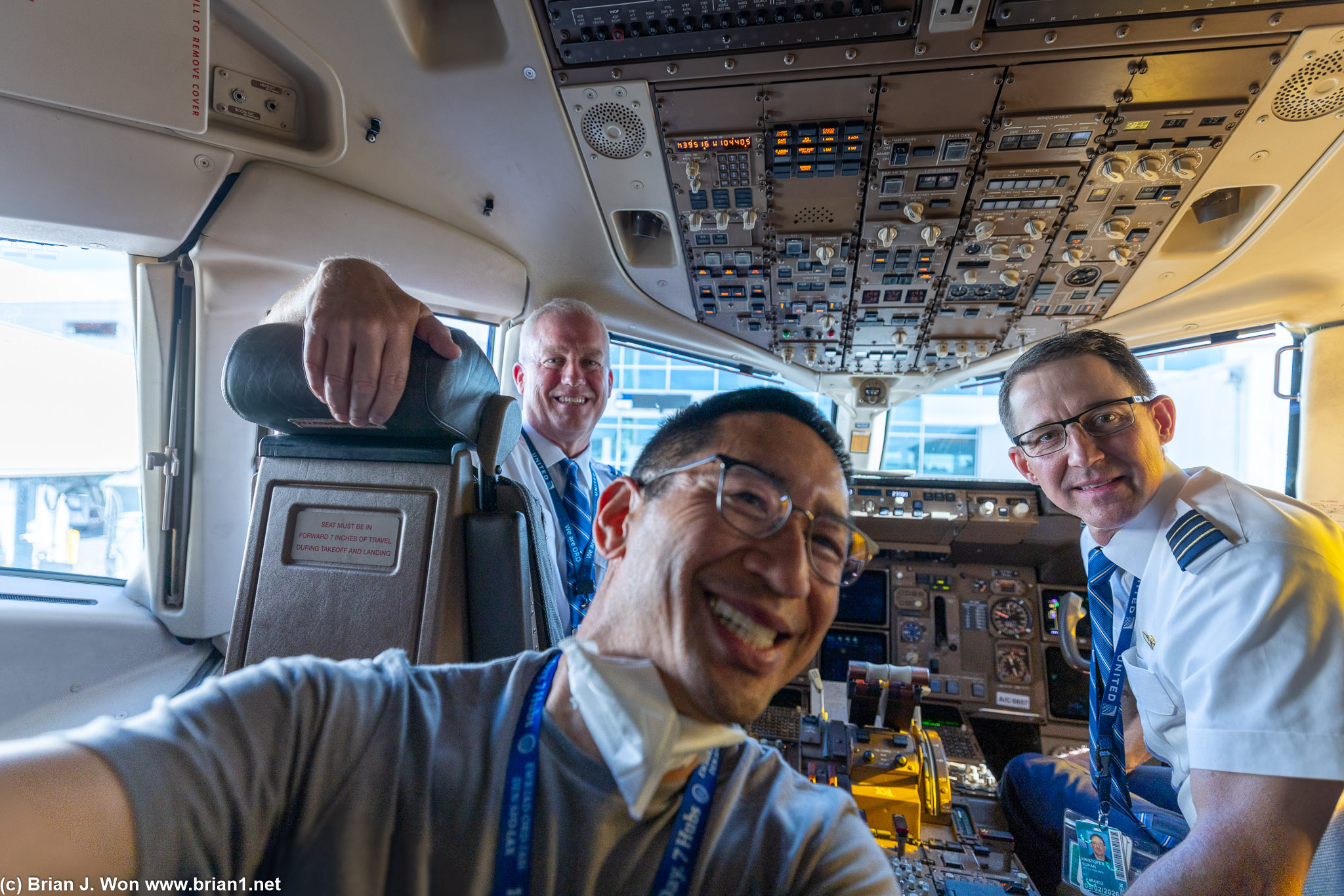 Terrible cockpit selfie with Captain Mark and FO Christopher.