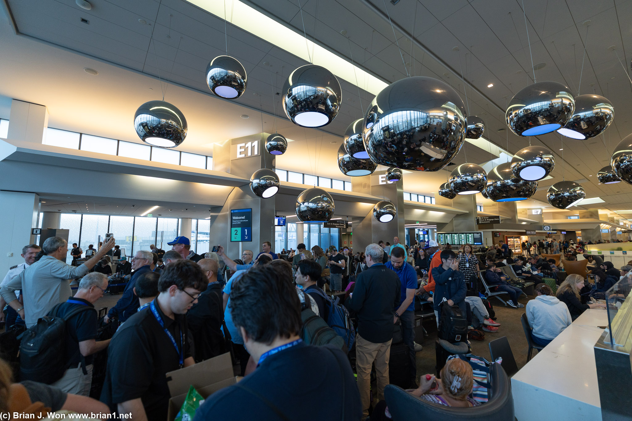 Walking from Concourse F to Concourse E.