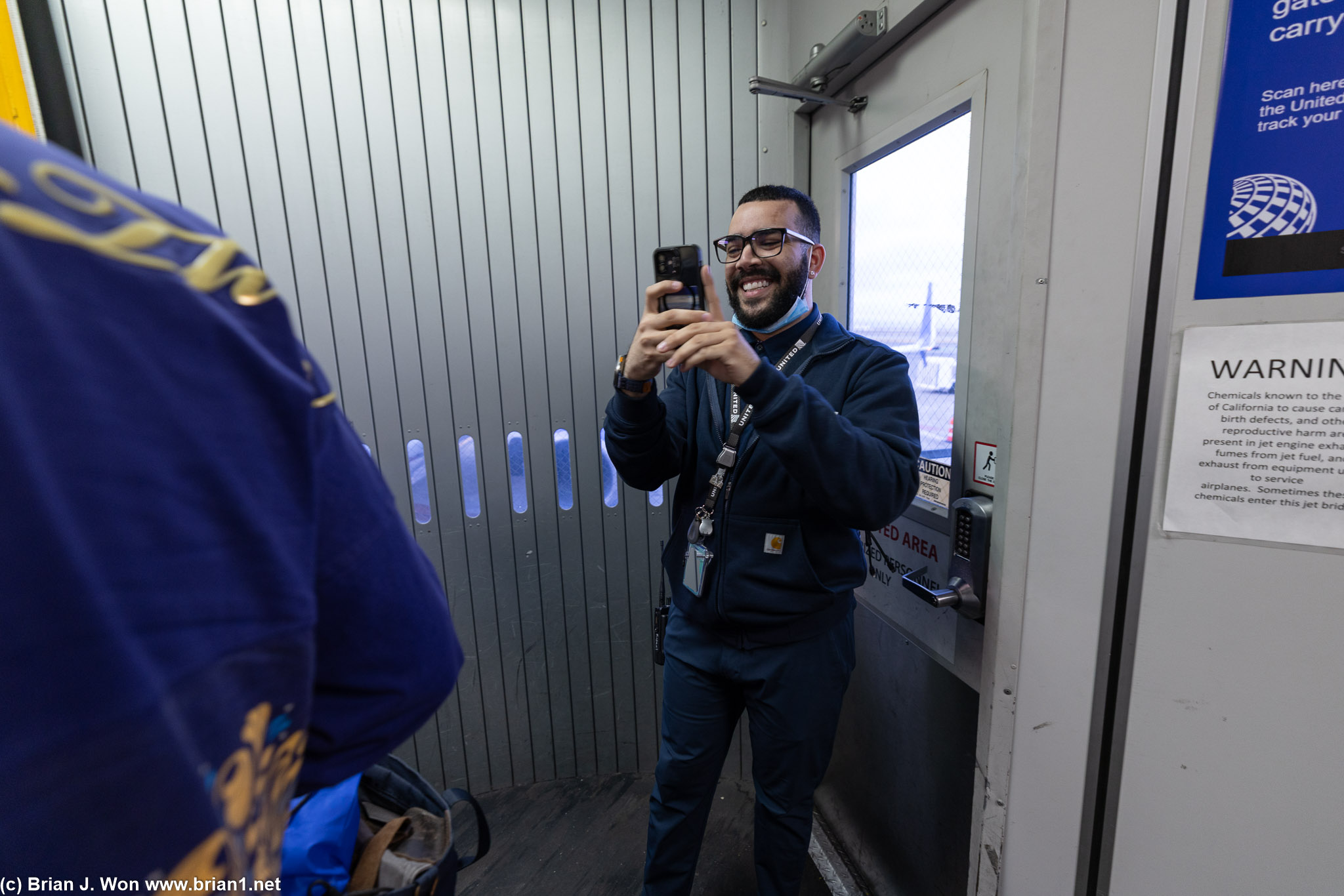 SFO staff also very excited to have us as we board flight #6, UA 2409, SFO-LAX.