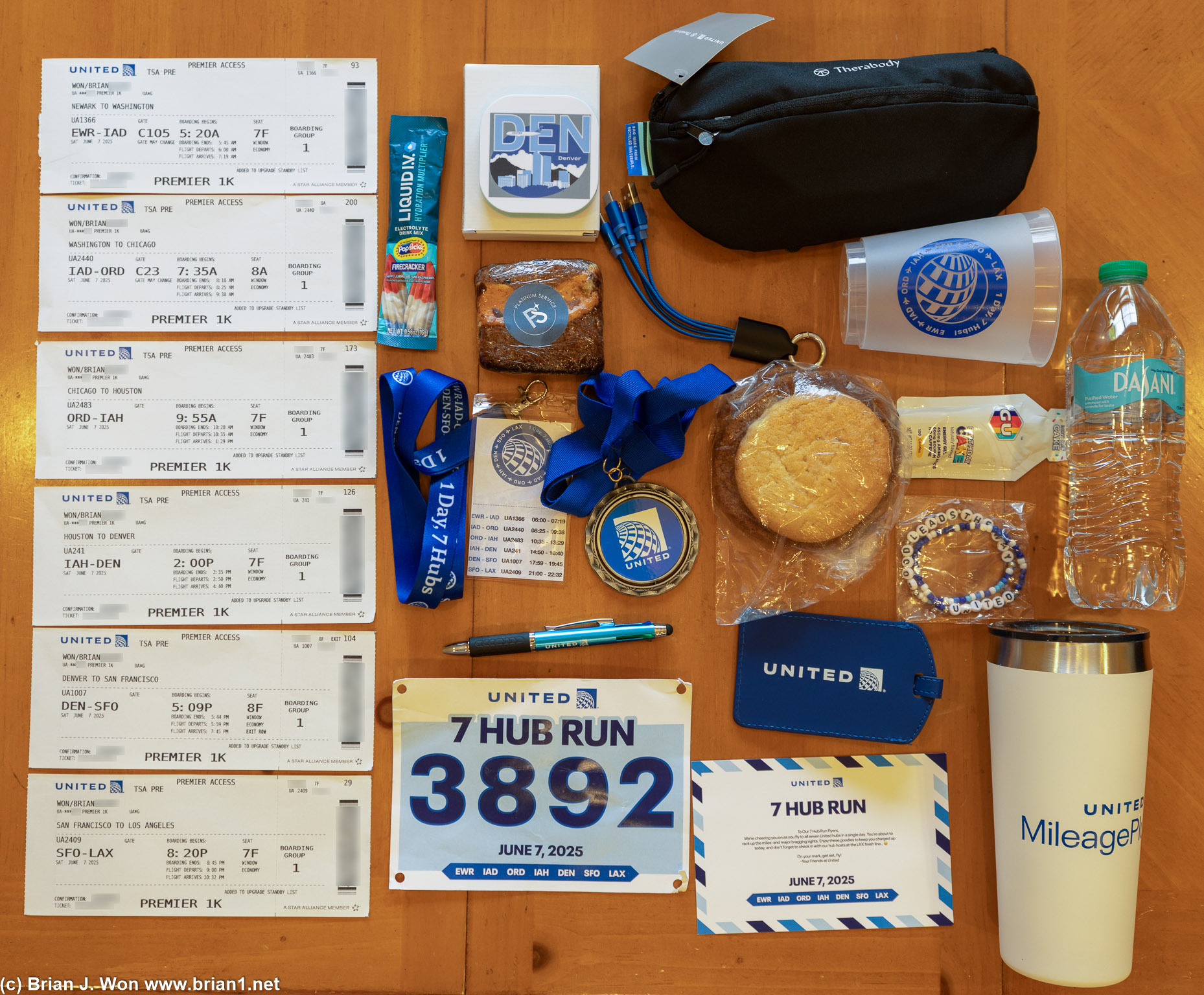 Boarding passes and swag.