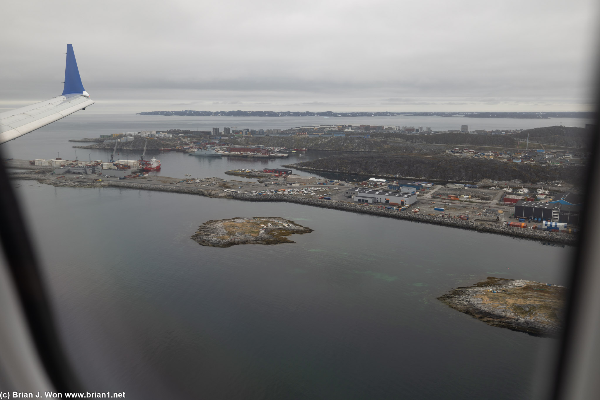 Over Nuuk harbour.