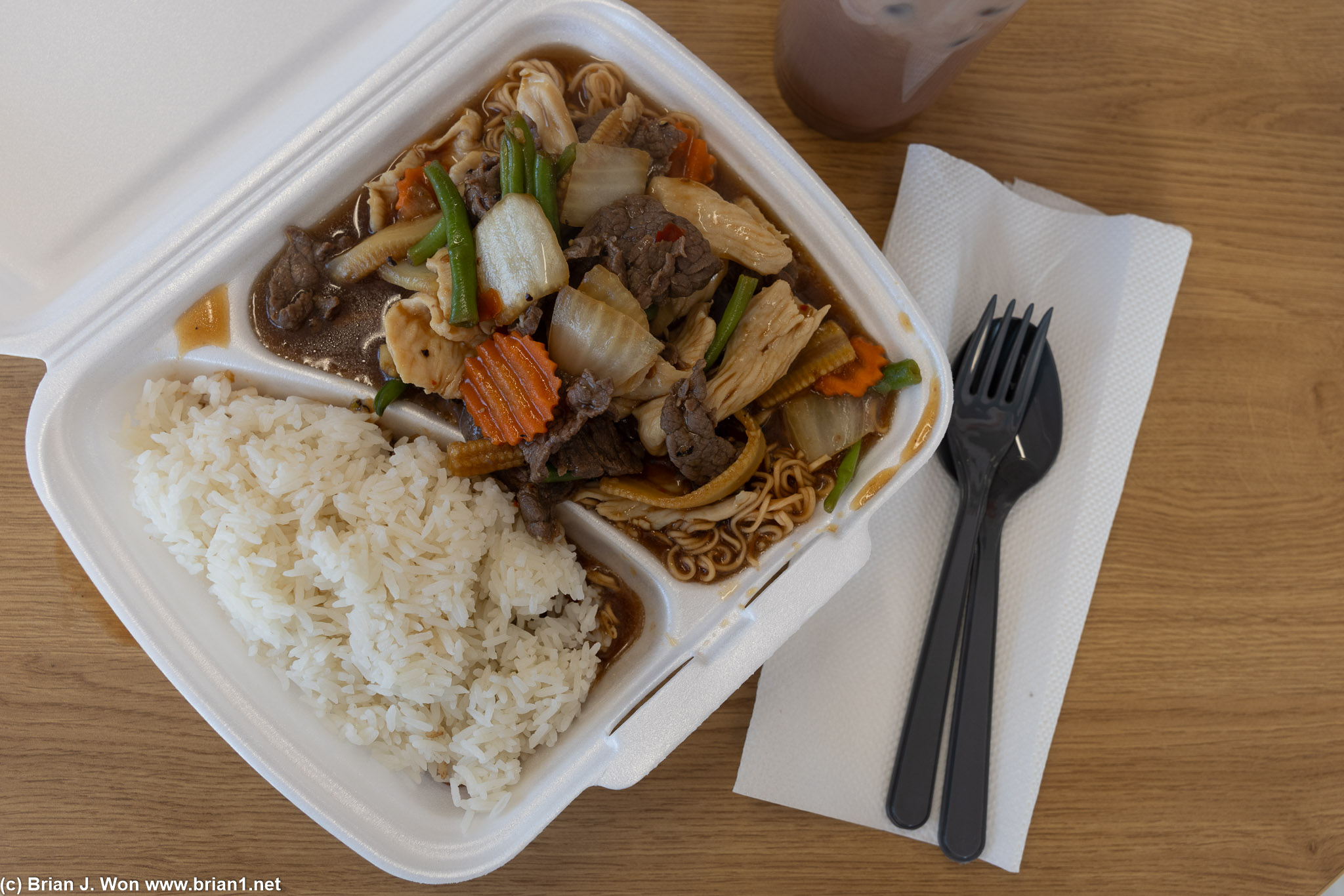 Carbs on carbs, with some veggie and some protein.