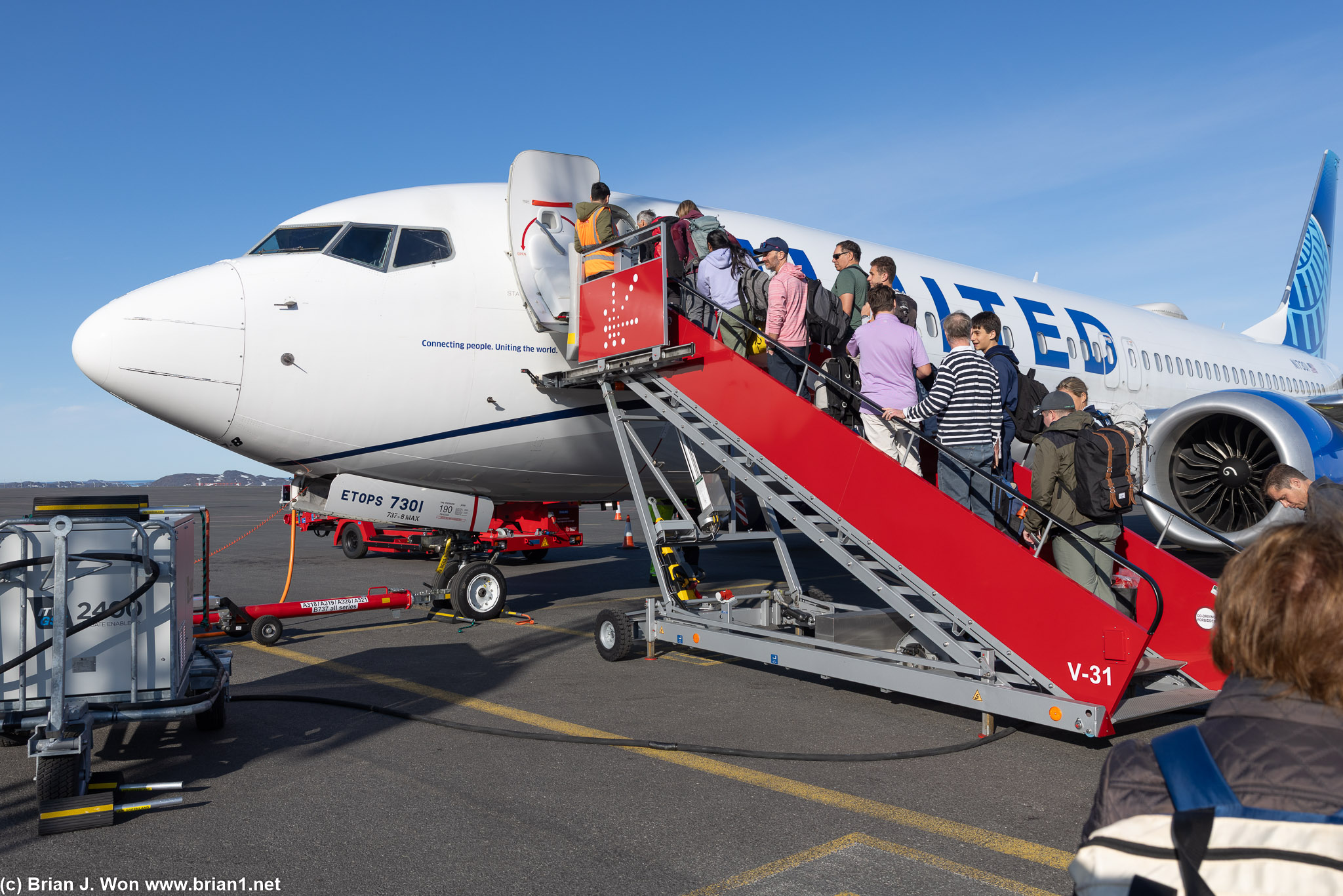 Boarding on a lovely sunny day.