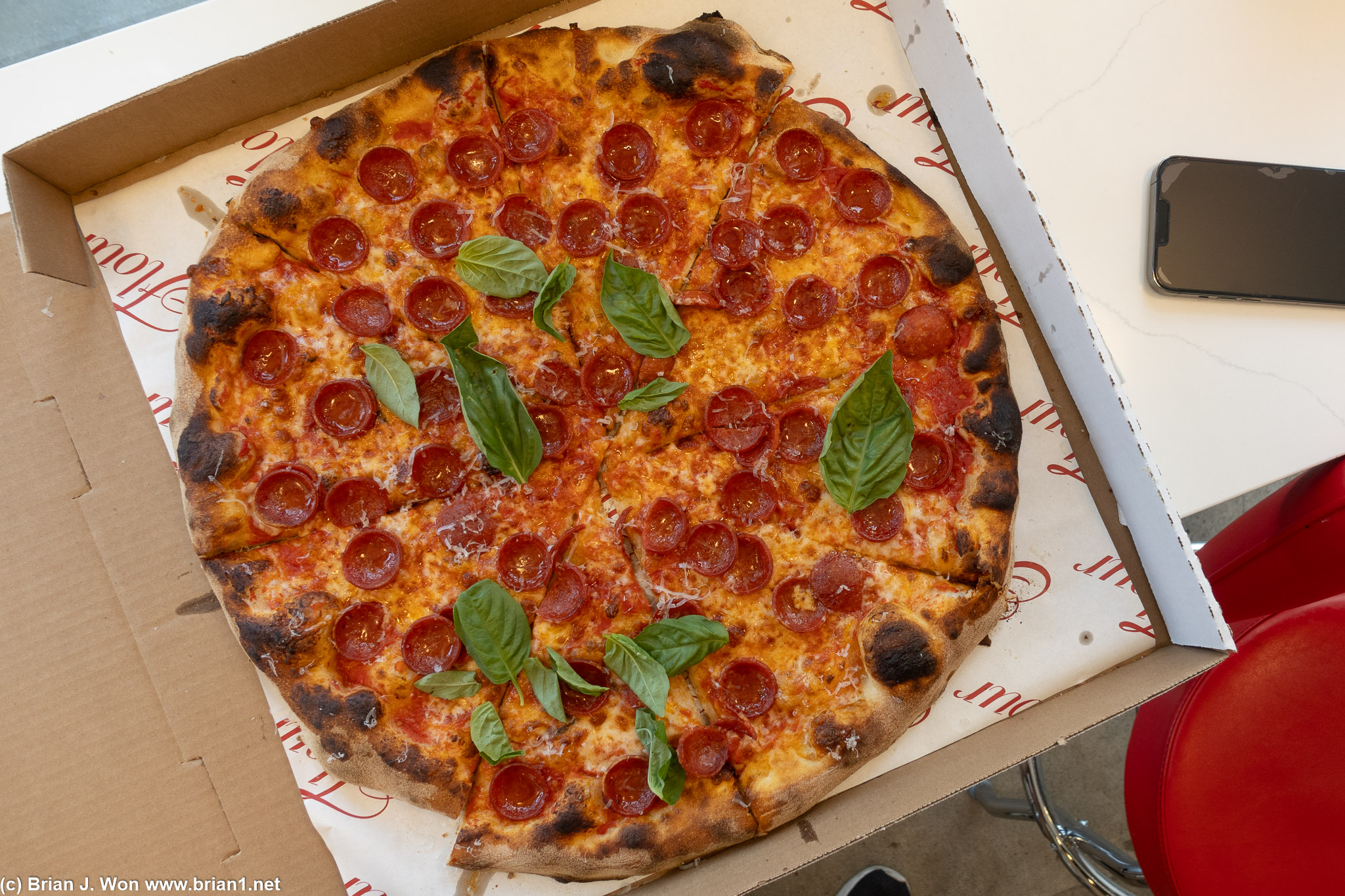 Medium-thin crust, pretty solid.