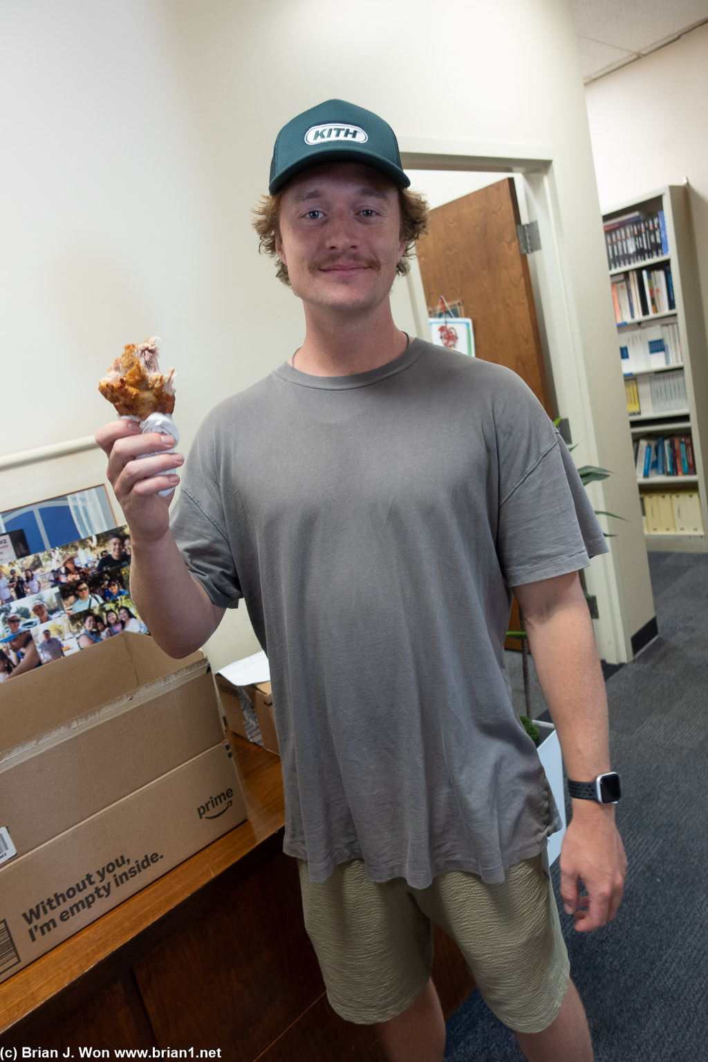 Had to cajole Lukas to come over for fried chicken.