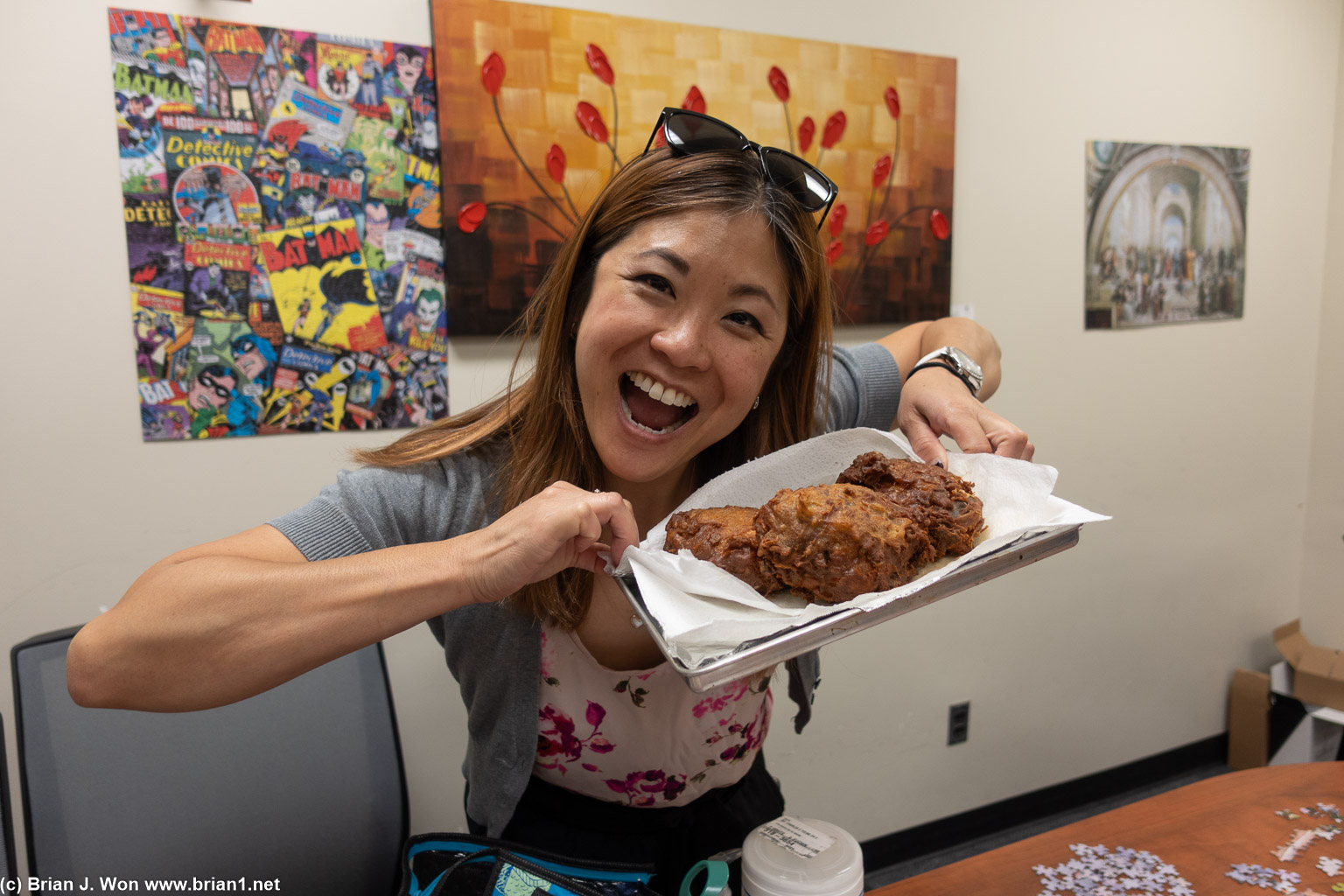 Caroline showed up too. Who can resist fried chicken?