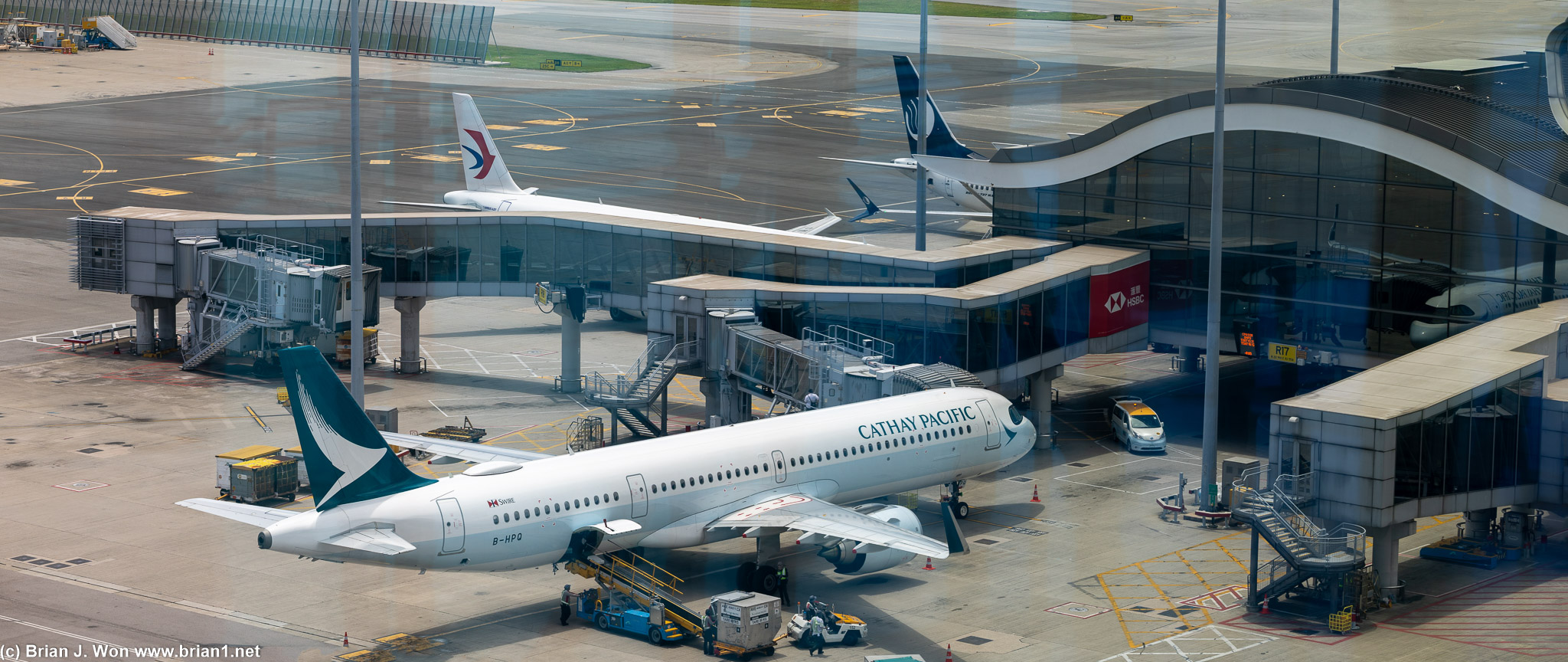 Cathay Pacific A321neo parked at the Satellite Concourse.