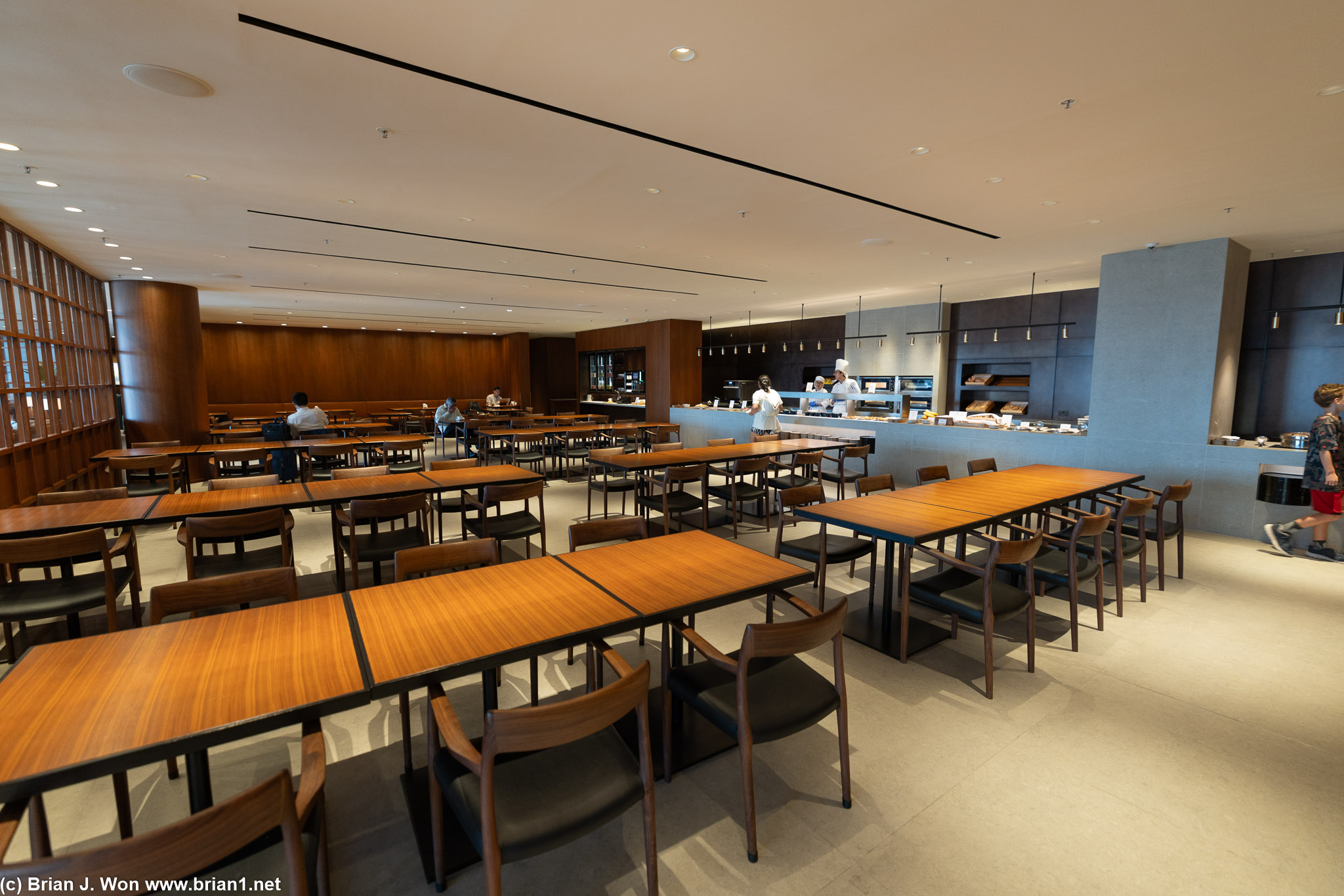 Big dining area with hot and cold food.