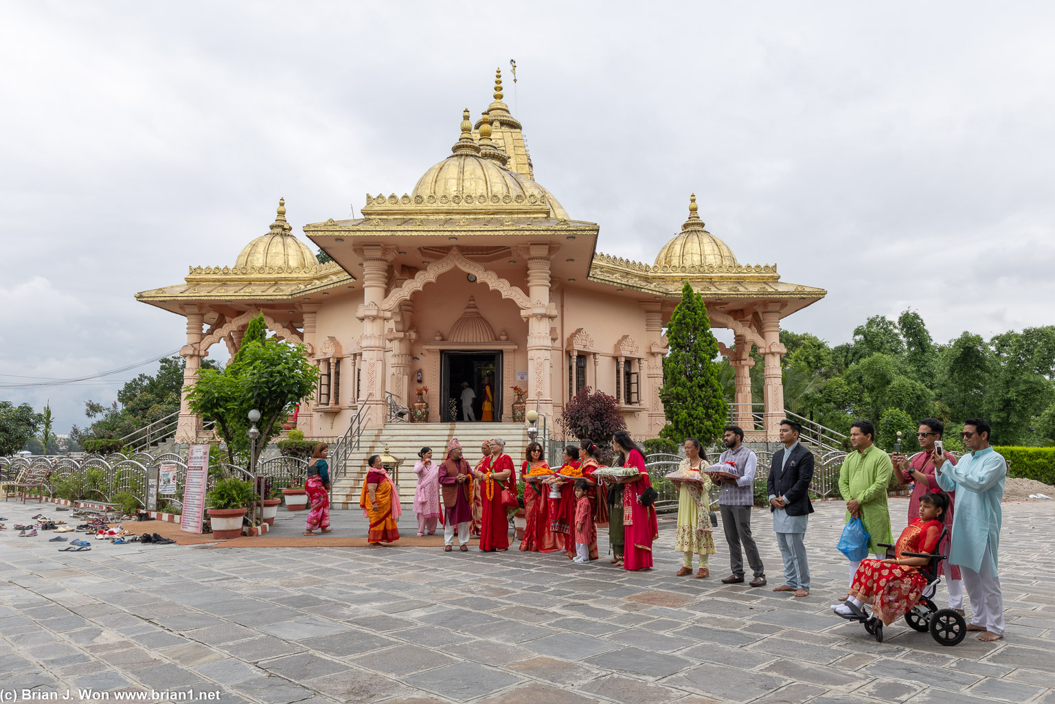 The bride's family awaiting us the groom at Radha Krishna Temple, Manohara.