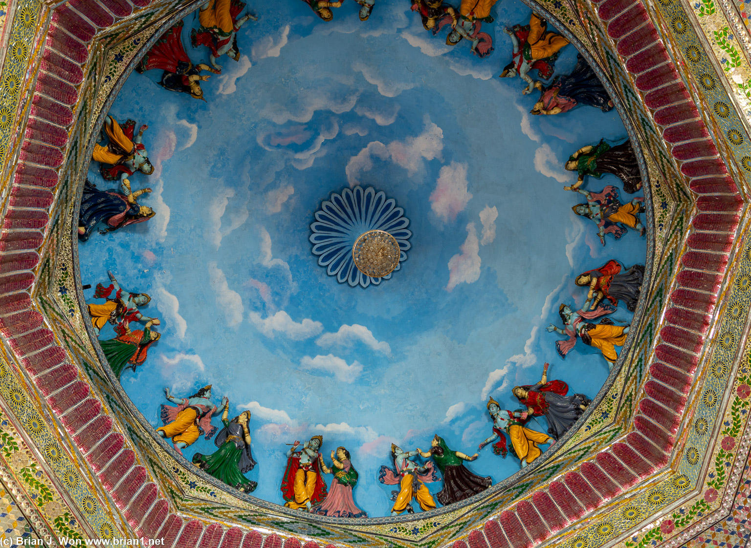 Painted ceiling.
