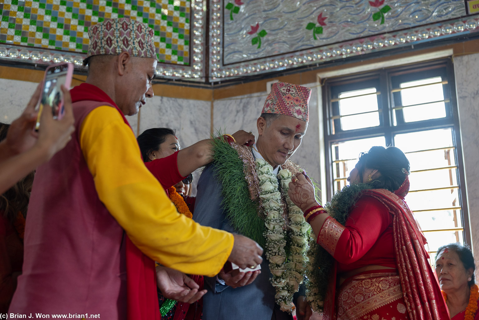 Adding garlands.