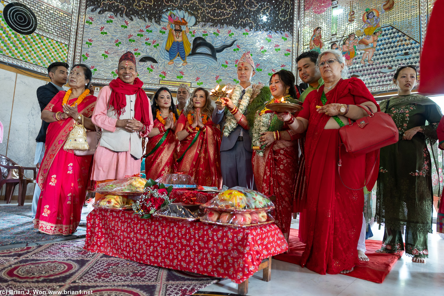 Family and friends with the bride and groom.