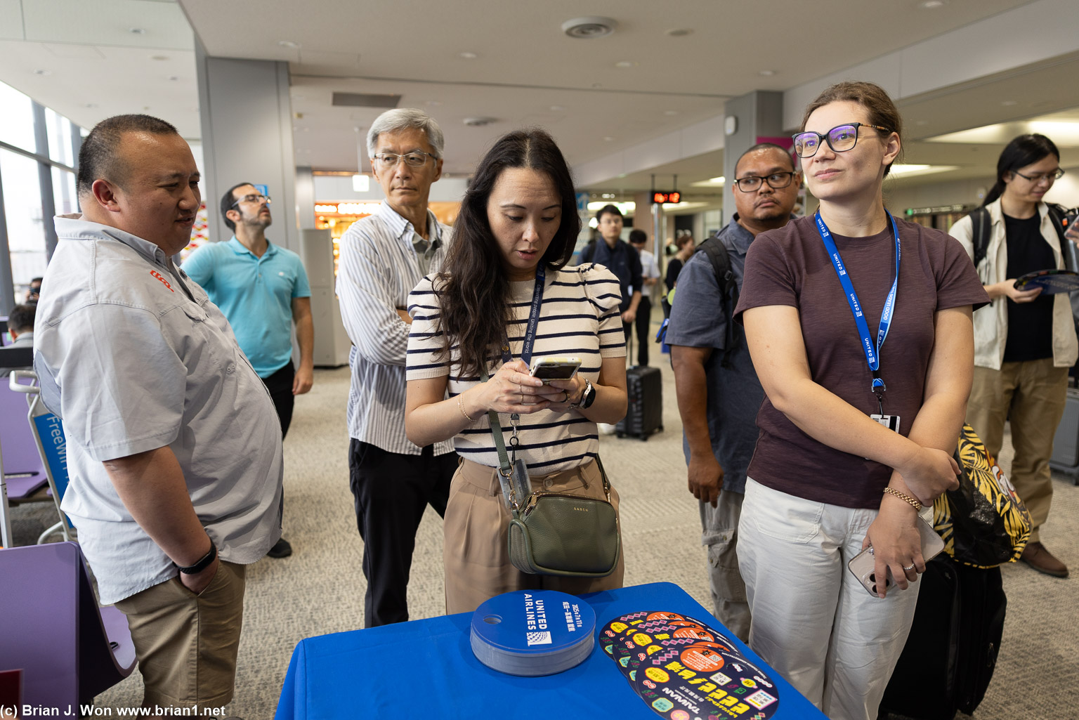 United employees and United frequent fliers ready for United's inaugural flight from Tokyo to Kaohsiung.