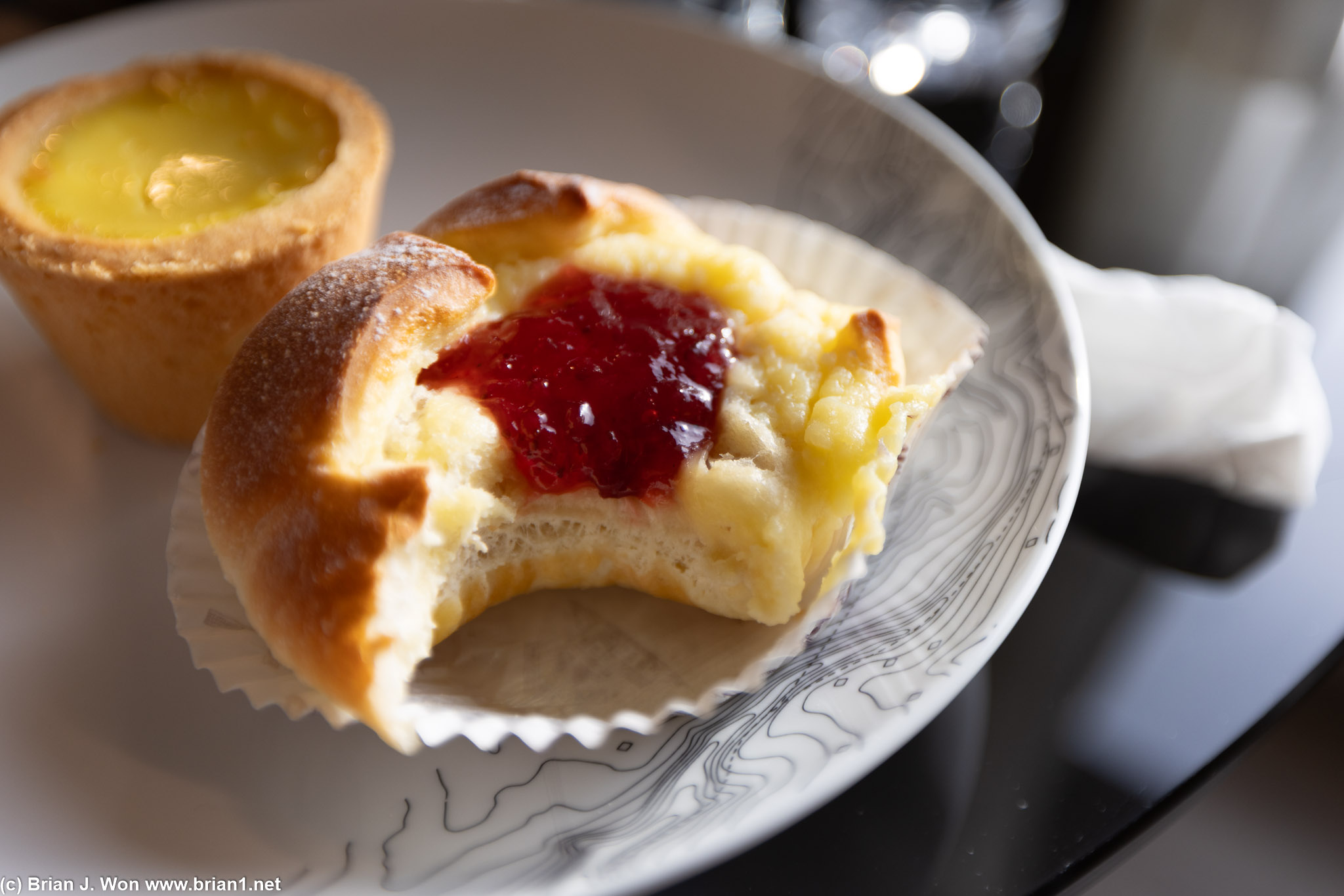 Strawberry jam bun not bad, but not special.
