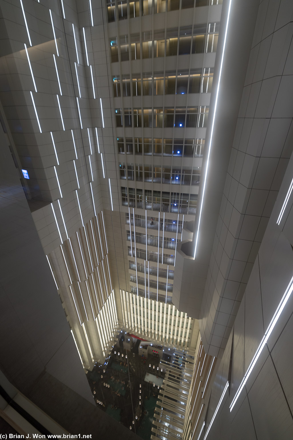 View of the hotel lobby from the upper floors.