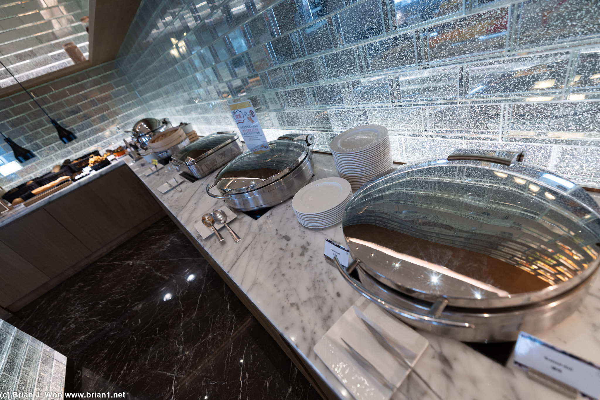 Breakfast buffet at the Kaohsiung Marriott's executive lounge.