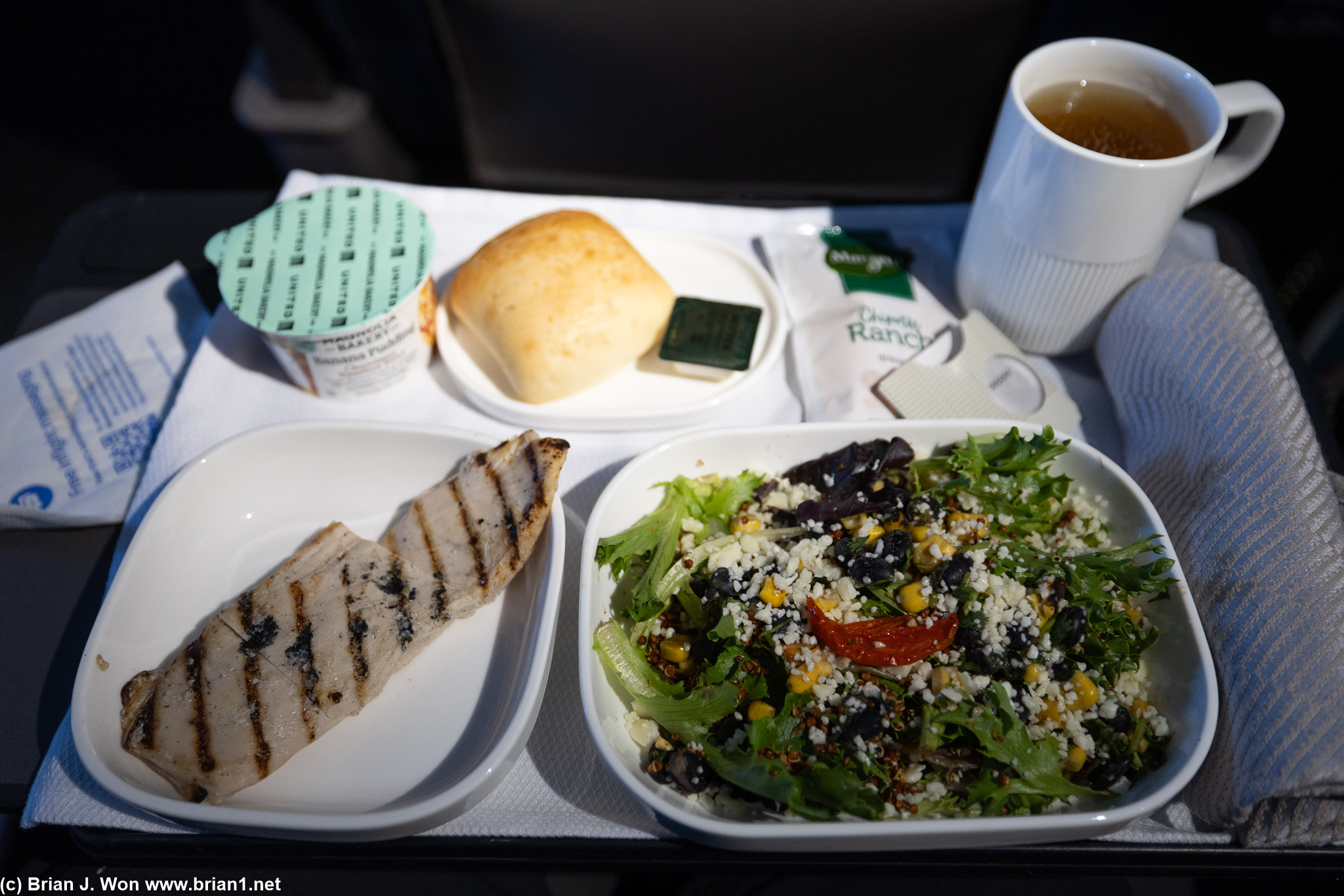 Vegan chorizo salad on IAH-LAX.