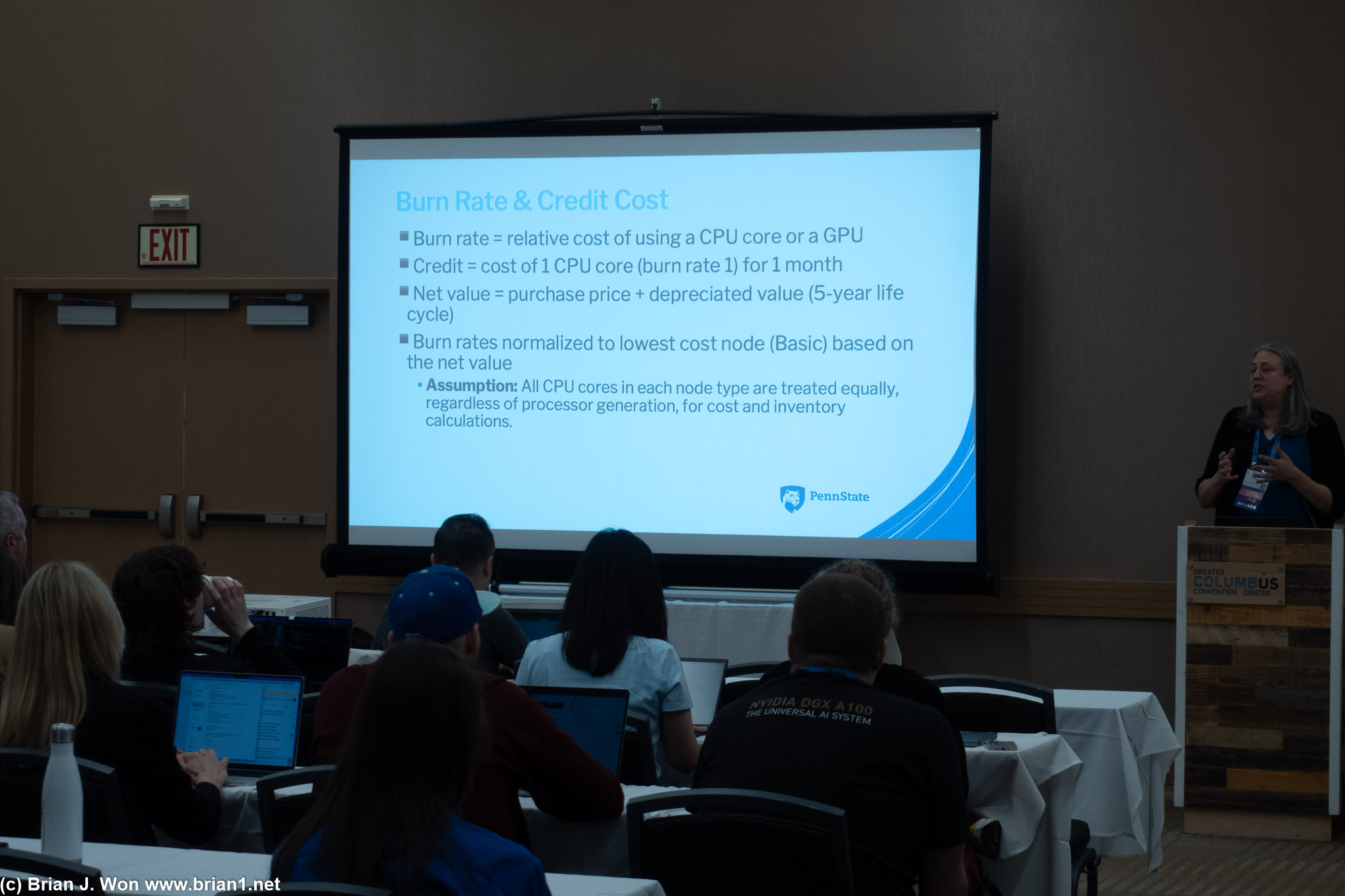 Penn State presentation on HPC credits and burn rate for users.