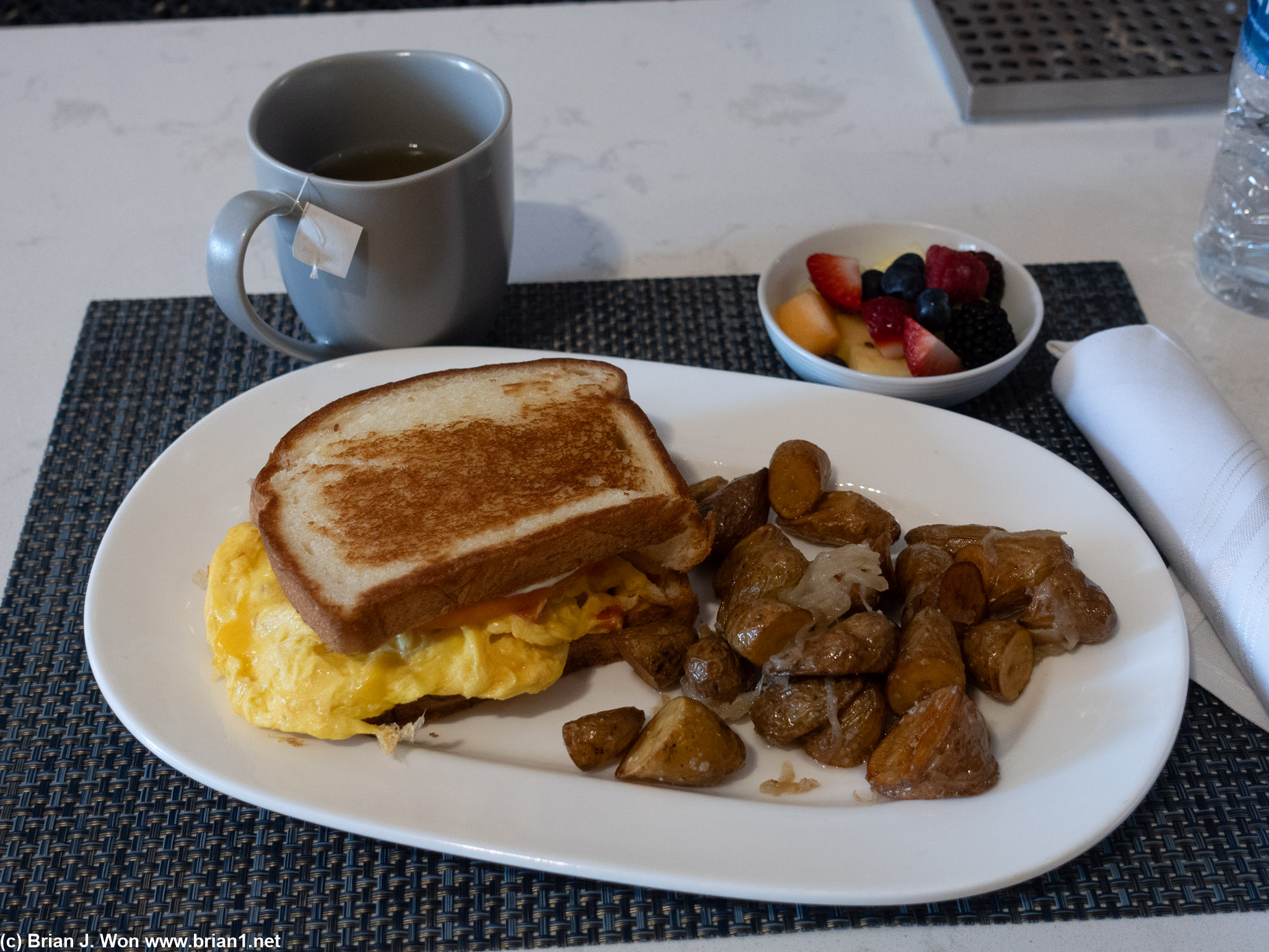 Breakfast potatoes were crispy and delicious.
