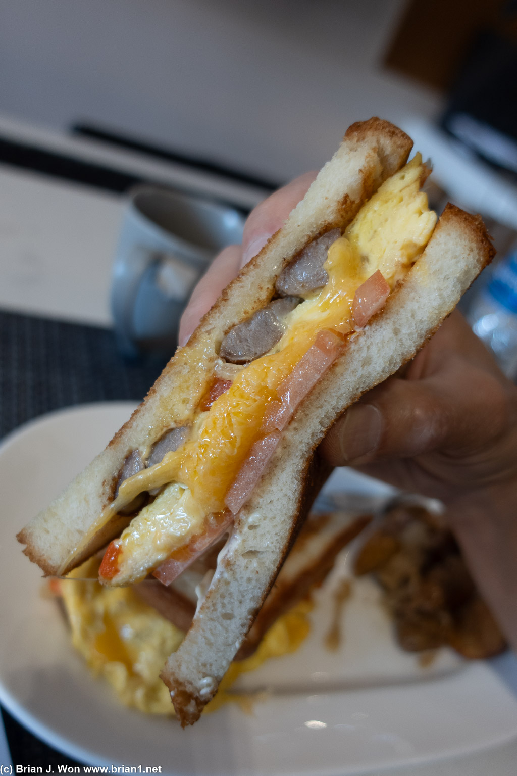 Well-presented but flavors out of balance. Not enough sausage.