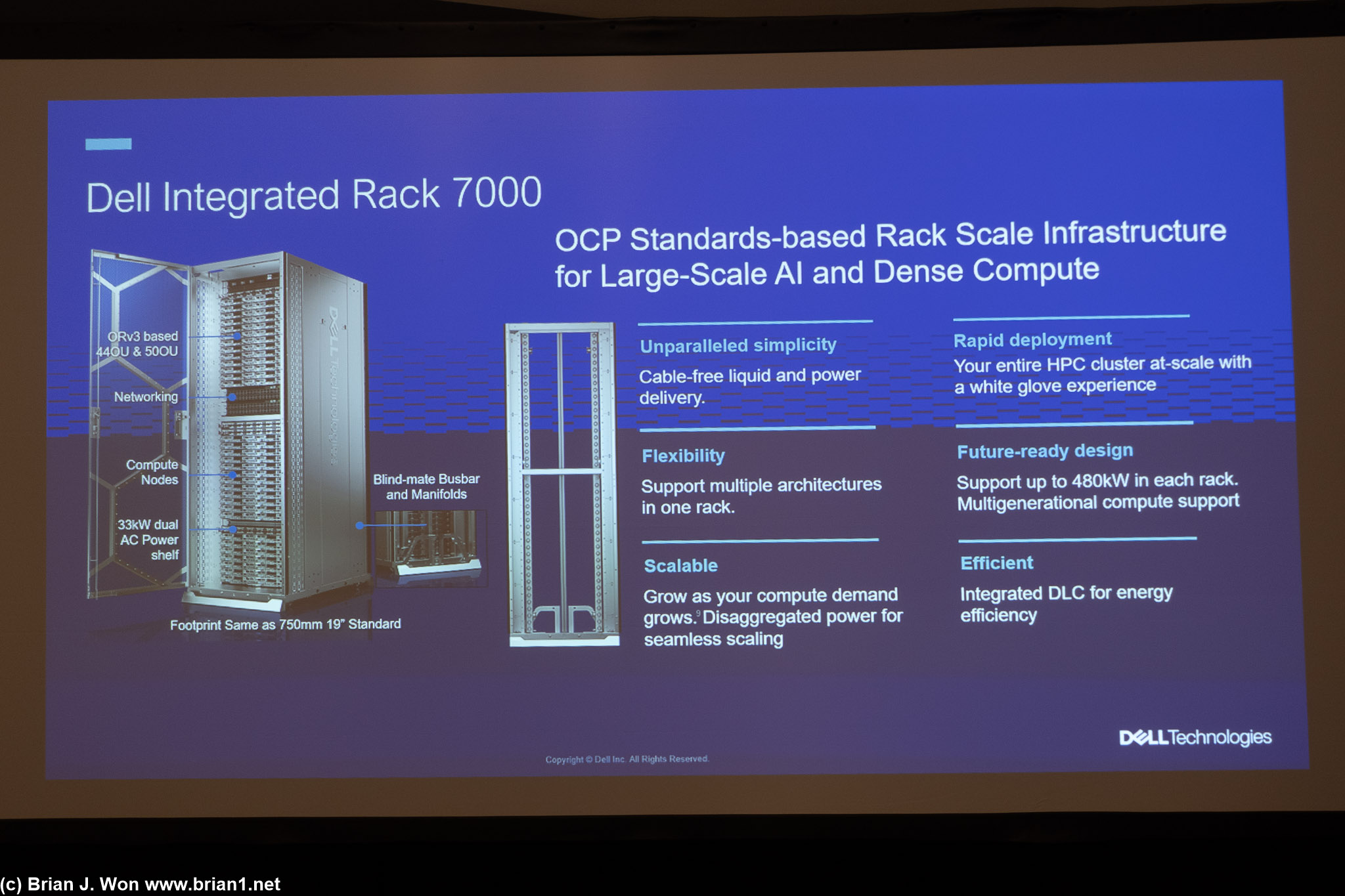 Dell sales pitch. Up to 1MW per rack coming in next generation.