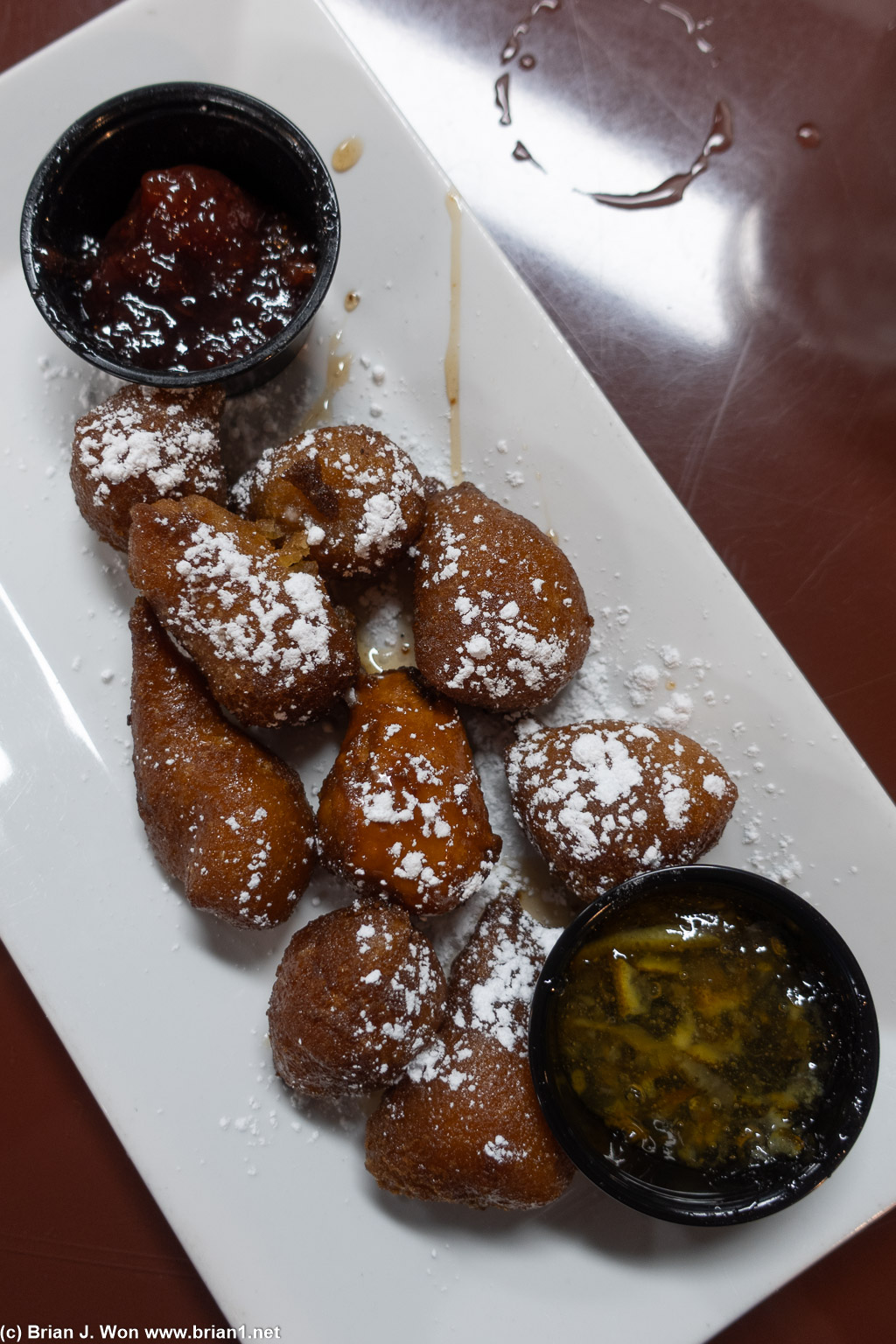 45 more minutes between burger and some awful, soggy beignets.