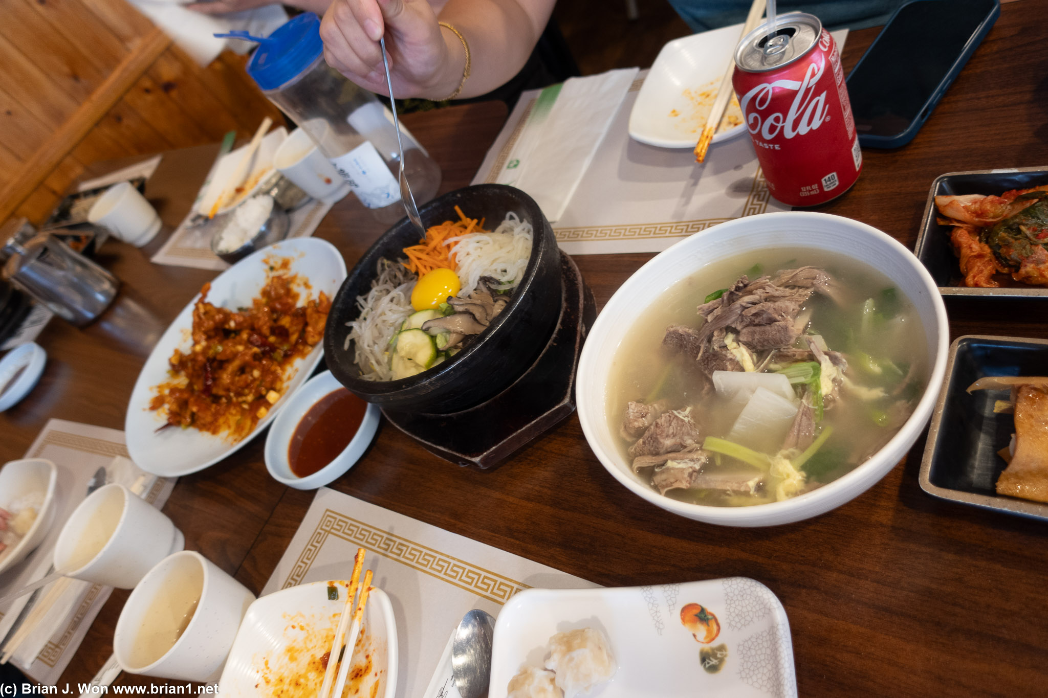 Bibimbap and galbi tang. All decent.