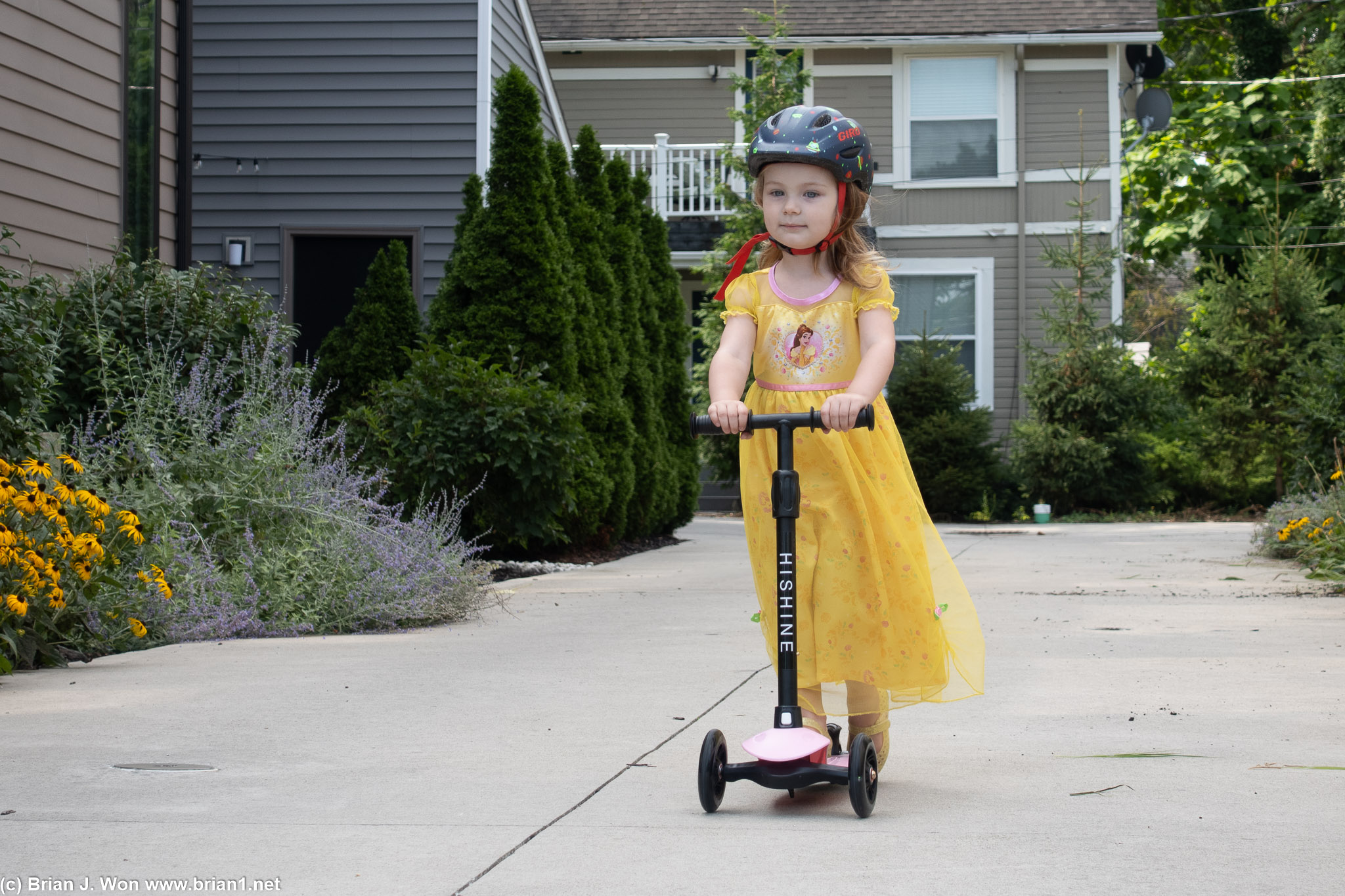 Loving her new scooter.