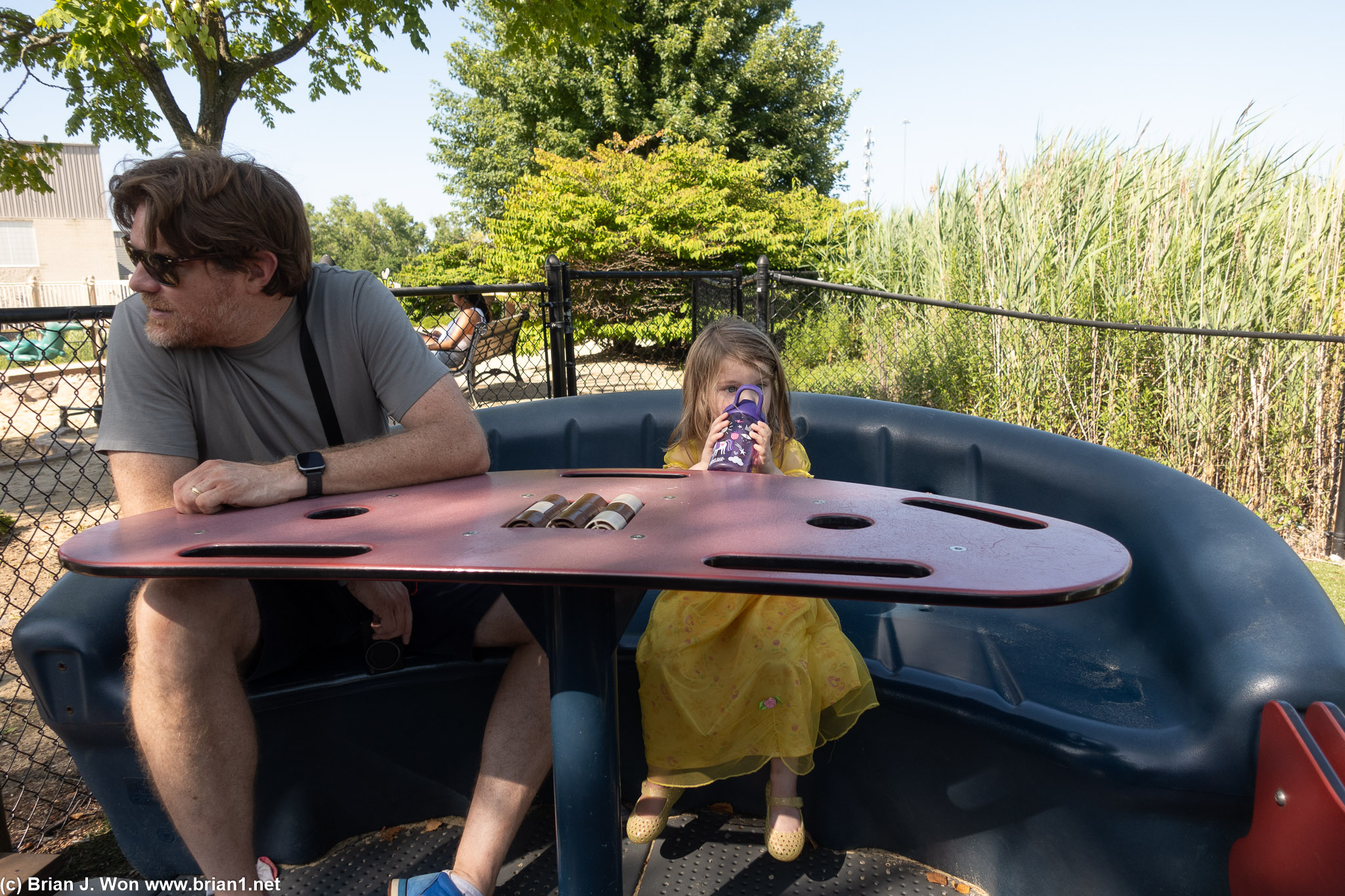 A semi-swinging boat thing at the park.