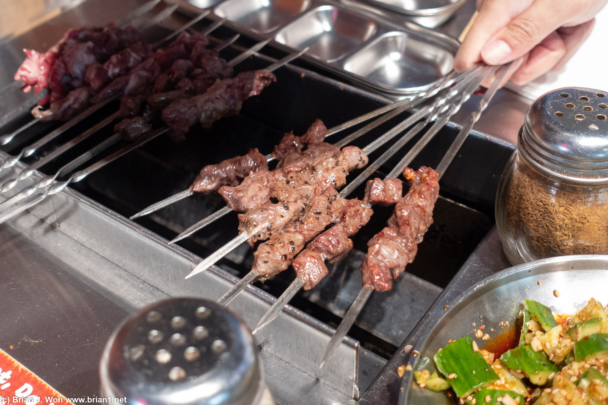 Beef on the grill.