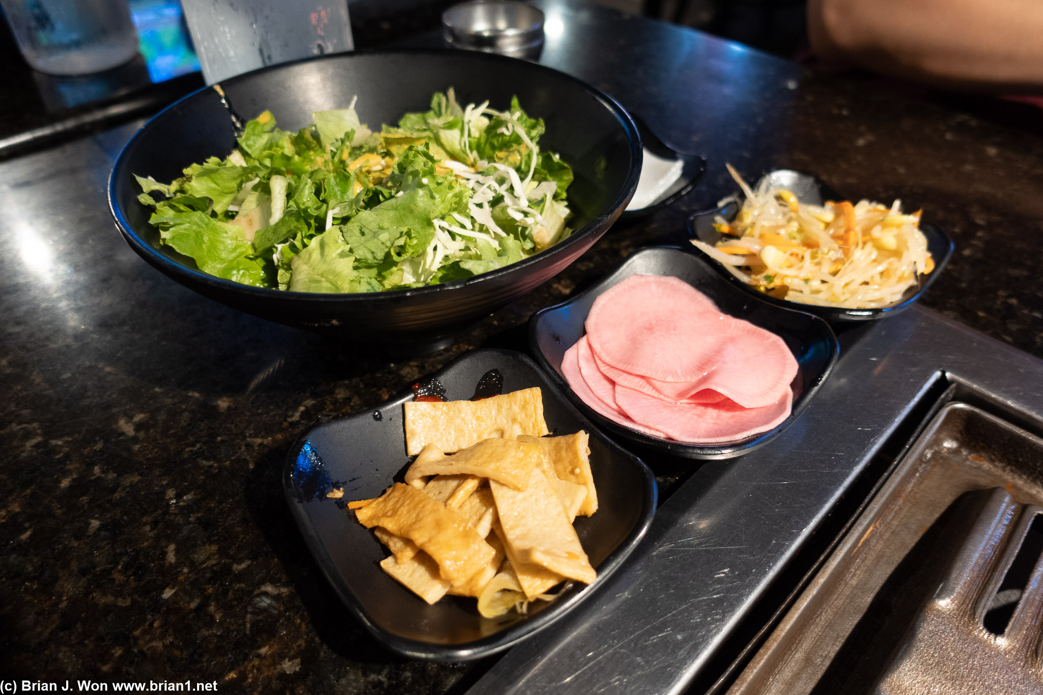Banchan and salad.