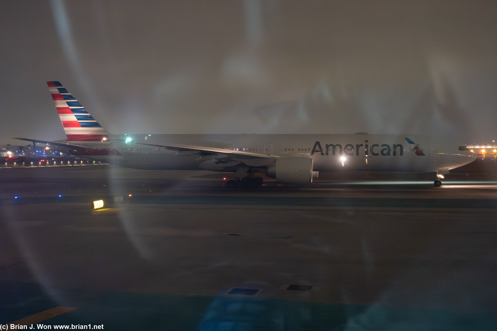 American 777-300ER about to take off.
