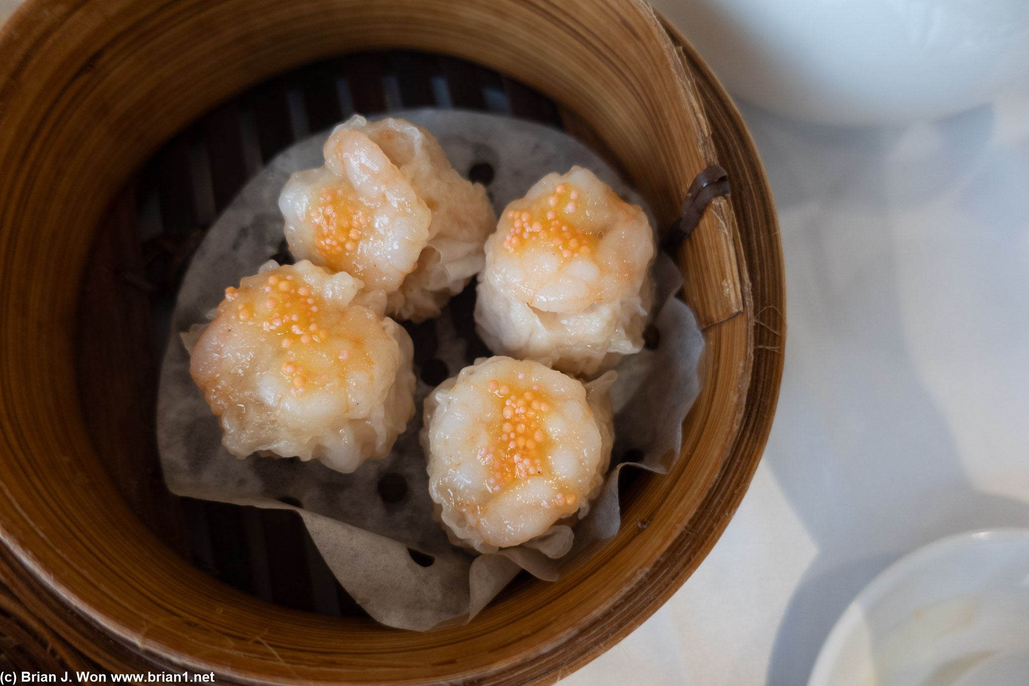 Shrimp on top of shu mai makes it fancy.