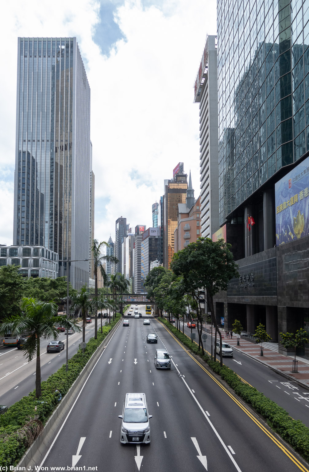 Crossing the street in Wan Chai.