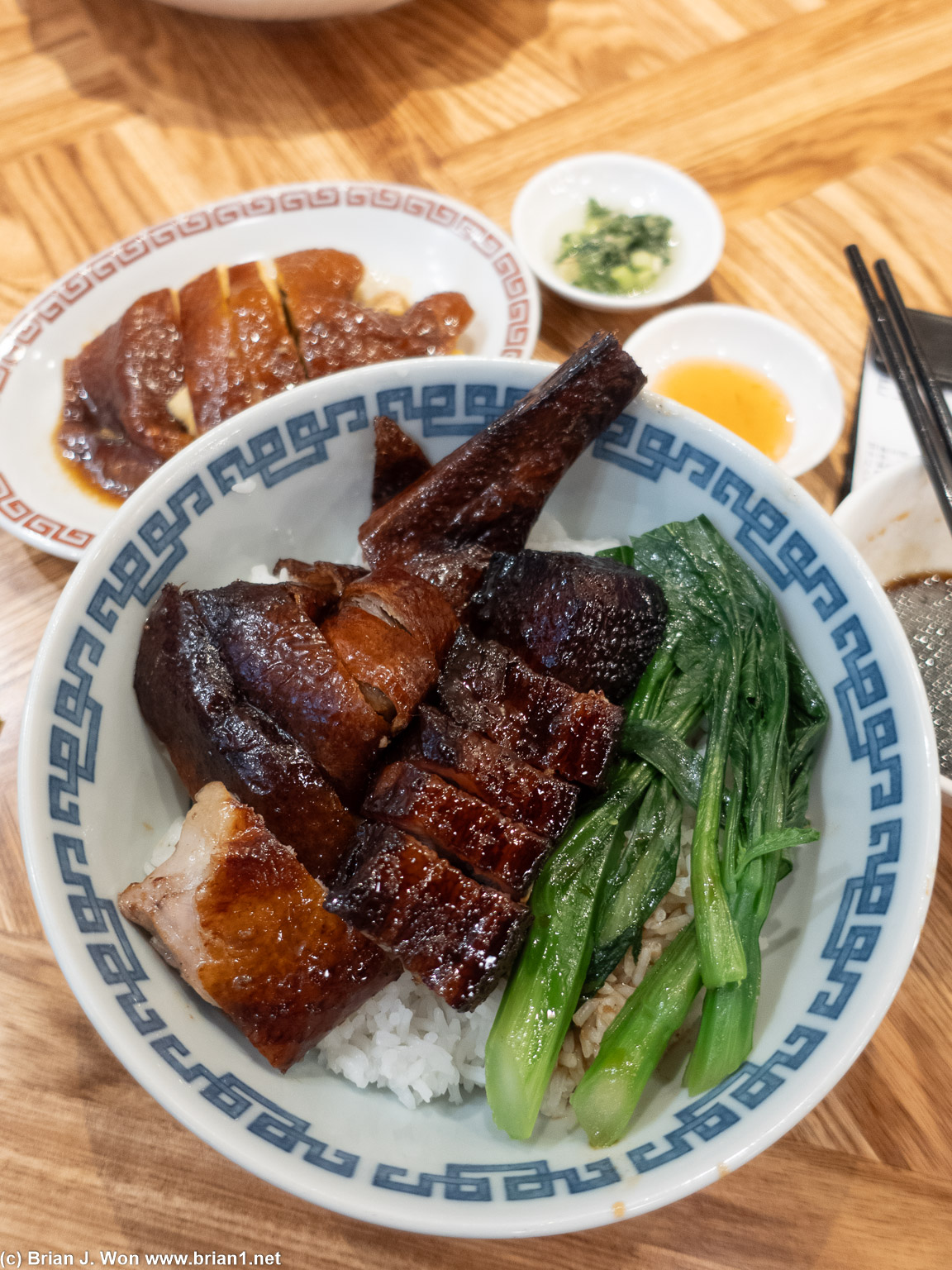 Goose, fatty char siu, soy sauce chicken. Nom.