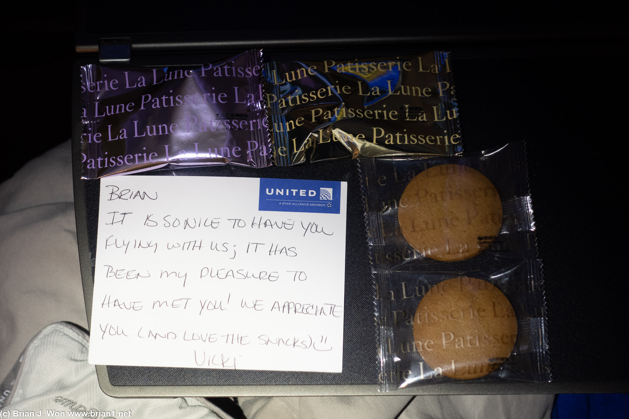 Cookies from the flight crew.