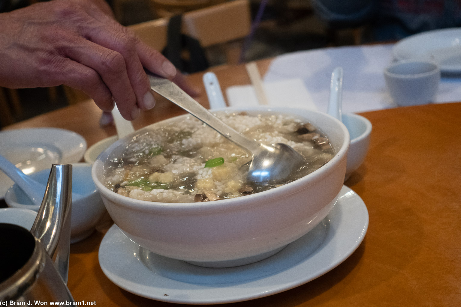 Sizzling rice soup hit the spot.
