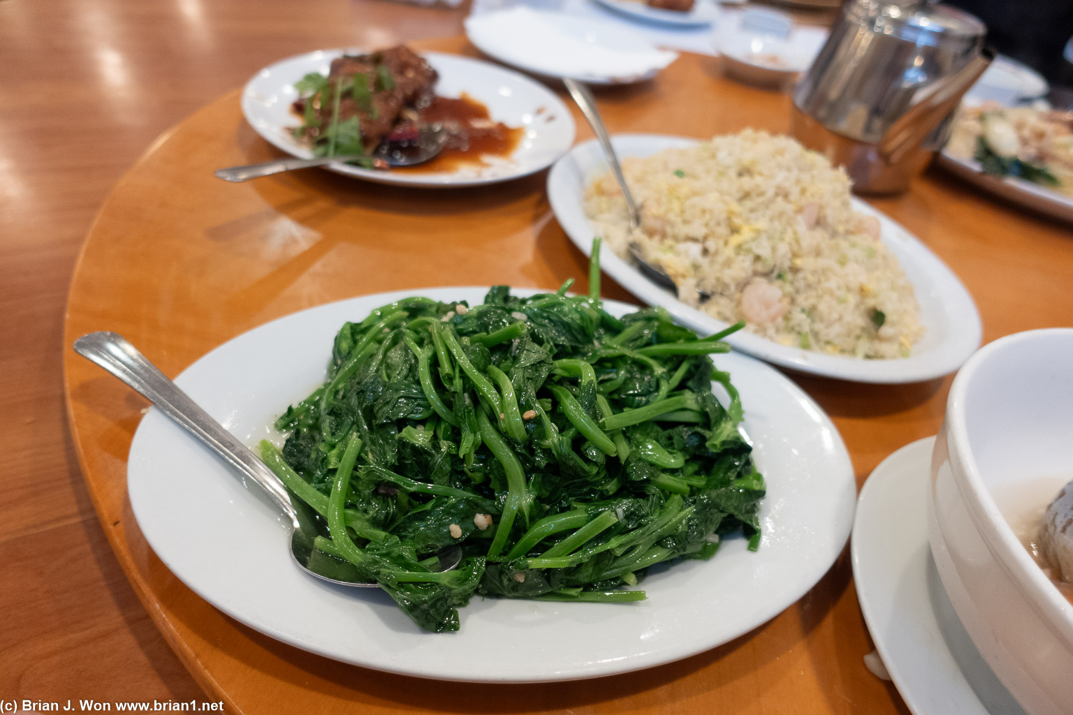 Pea sprouts and fried rice were both okay.